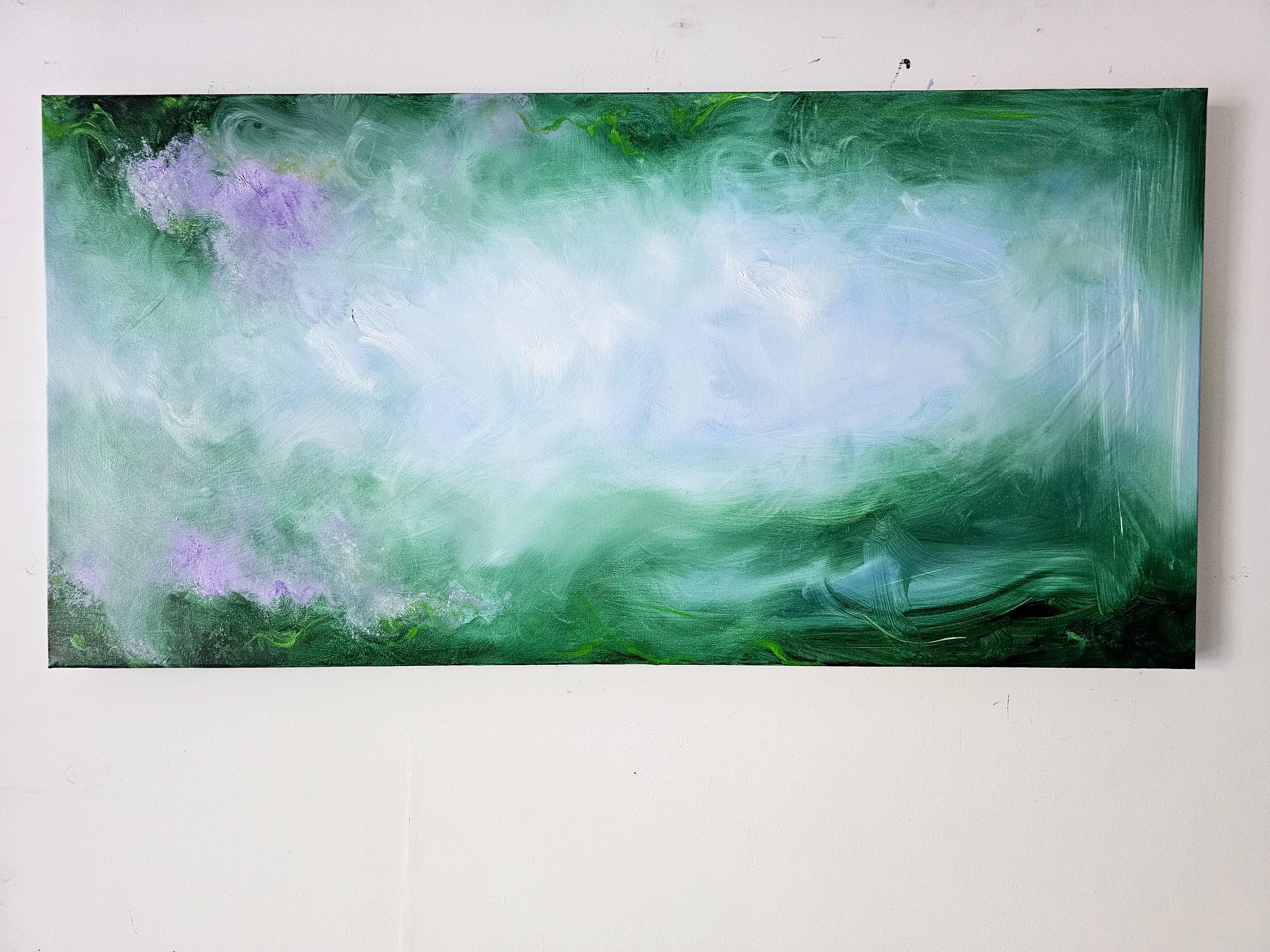 Summer solstice - Vibrant green abstract nature painting For Sale 8