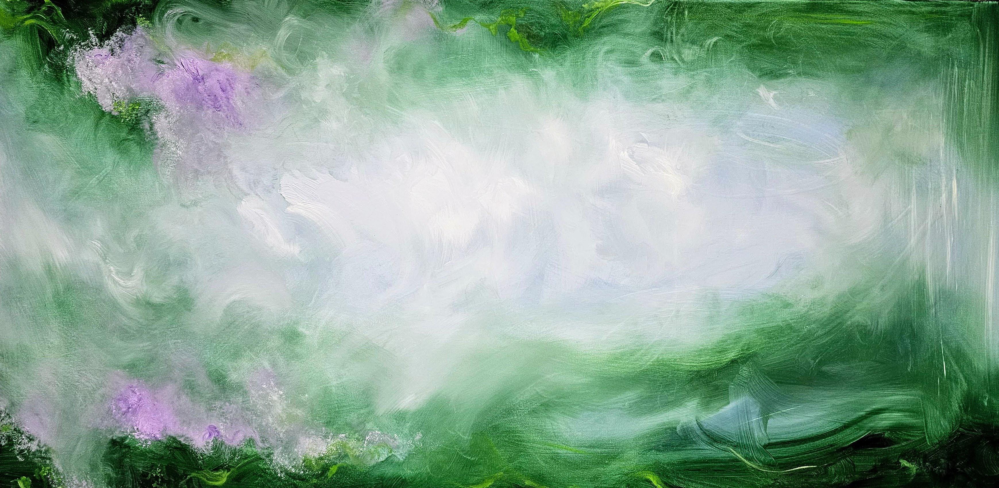 Summer solstice - Vibrant green abstract nature painting For Sale 3