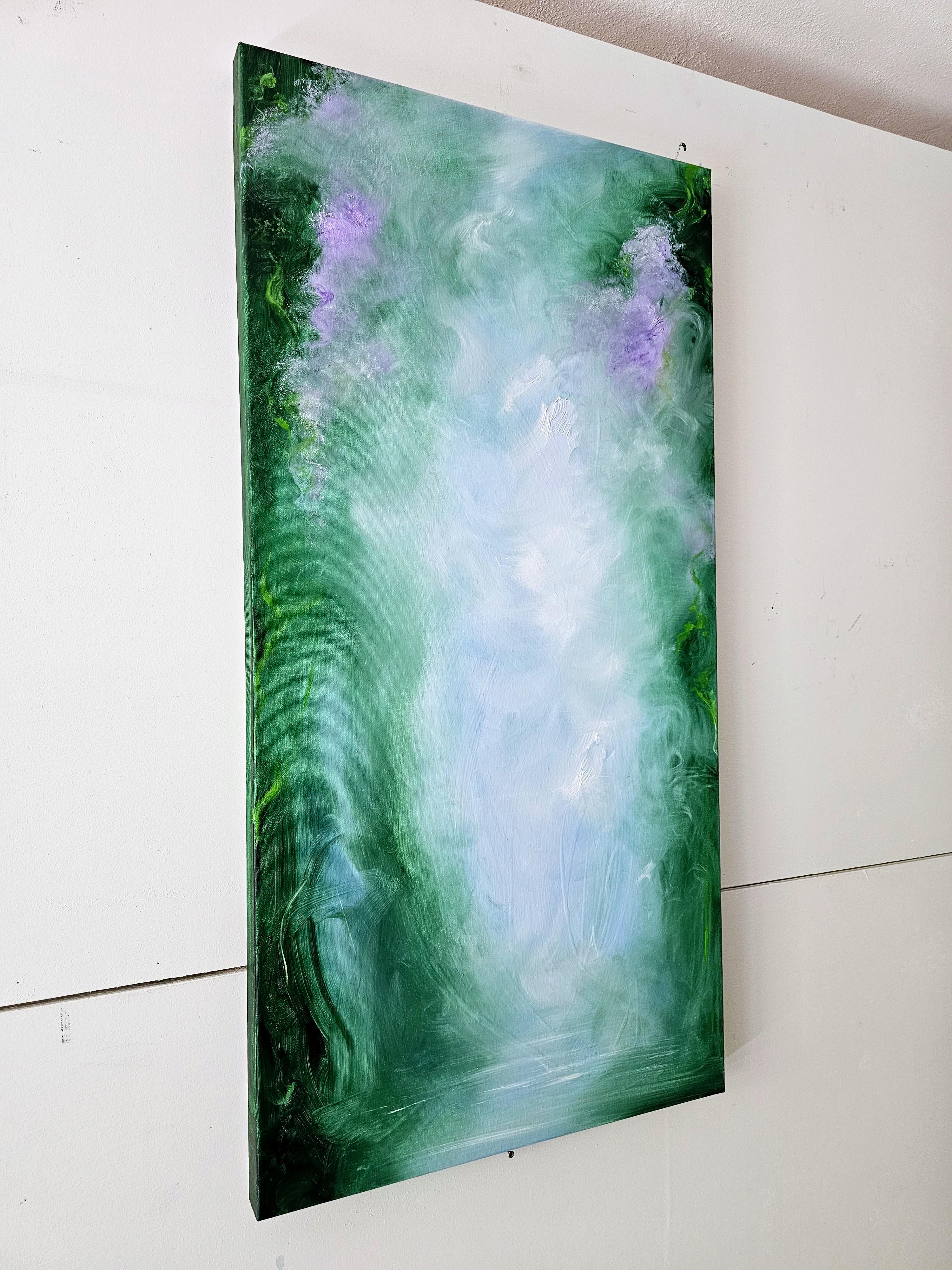 Summer solstice - Vibrant green abstract nature painting For Sale 4