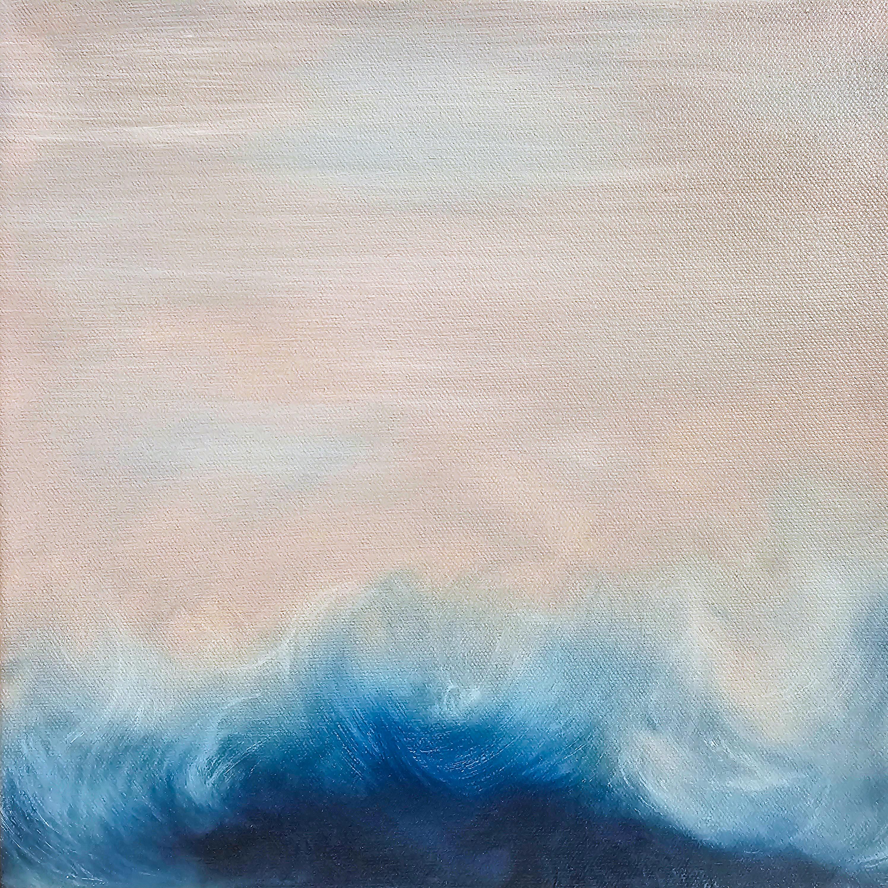 Sweetwater - Peinture abstraite de paysage marin bleu et rose à l'atmosphère éthérée - Contemporain Painting par Jennifer L. Baker