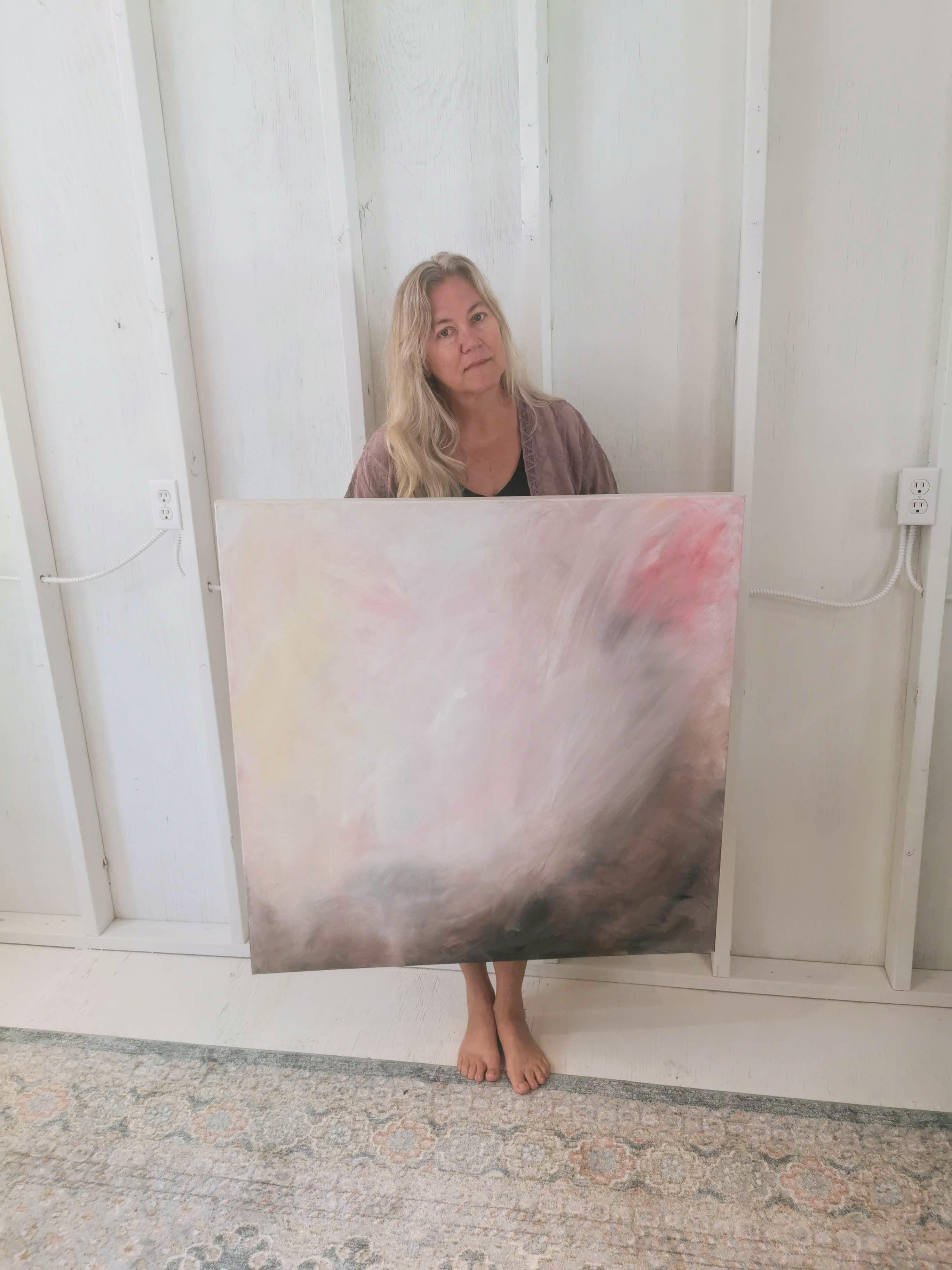 WARM - Grande peinture abstraite de paysage de coucher de soleil chaud en vente 6
