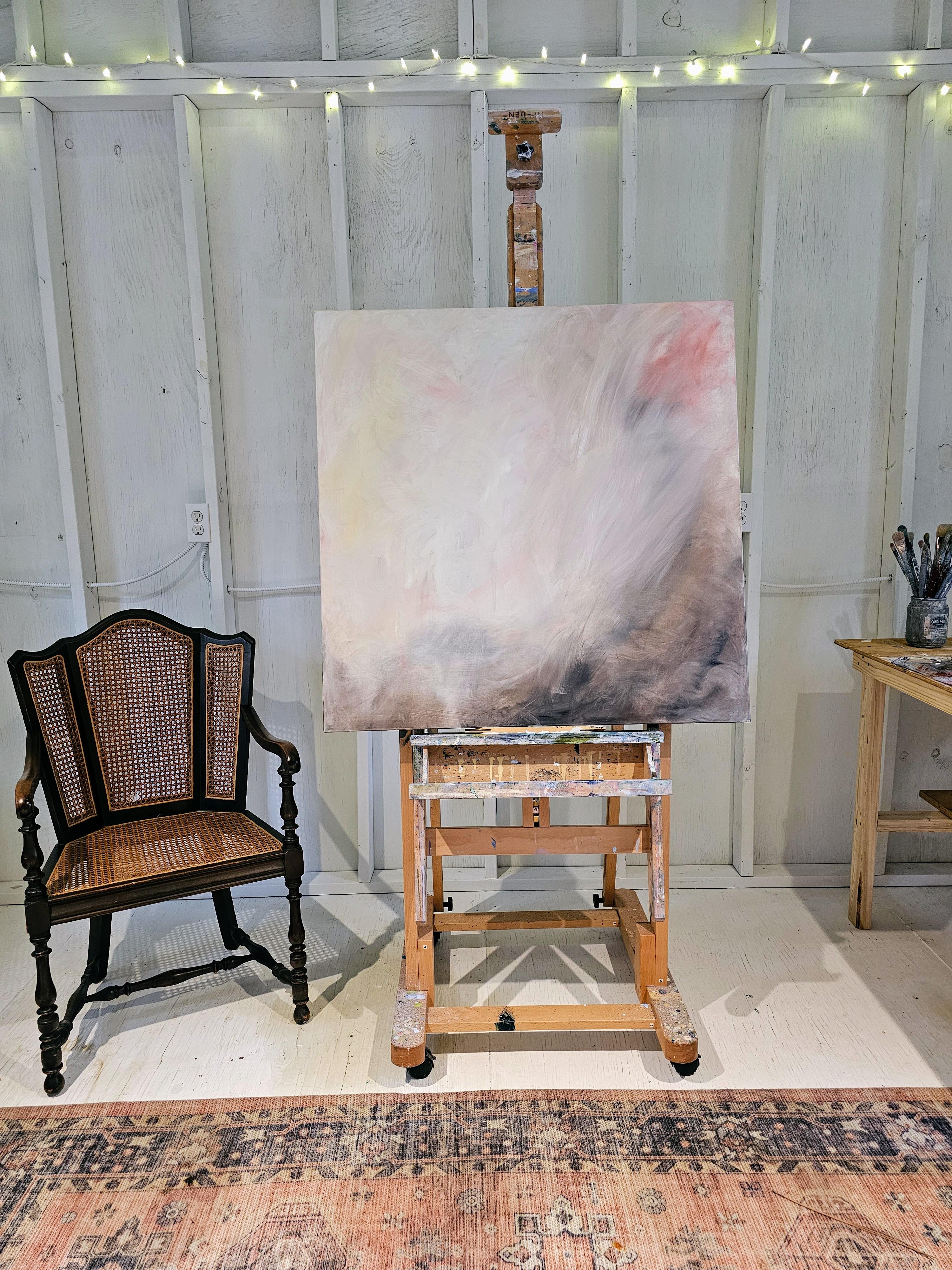 WARM - Grande peinture abstraite de paysage de coucher de soleil chaud - Painting de Jennifer L. Baker