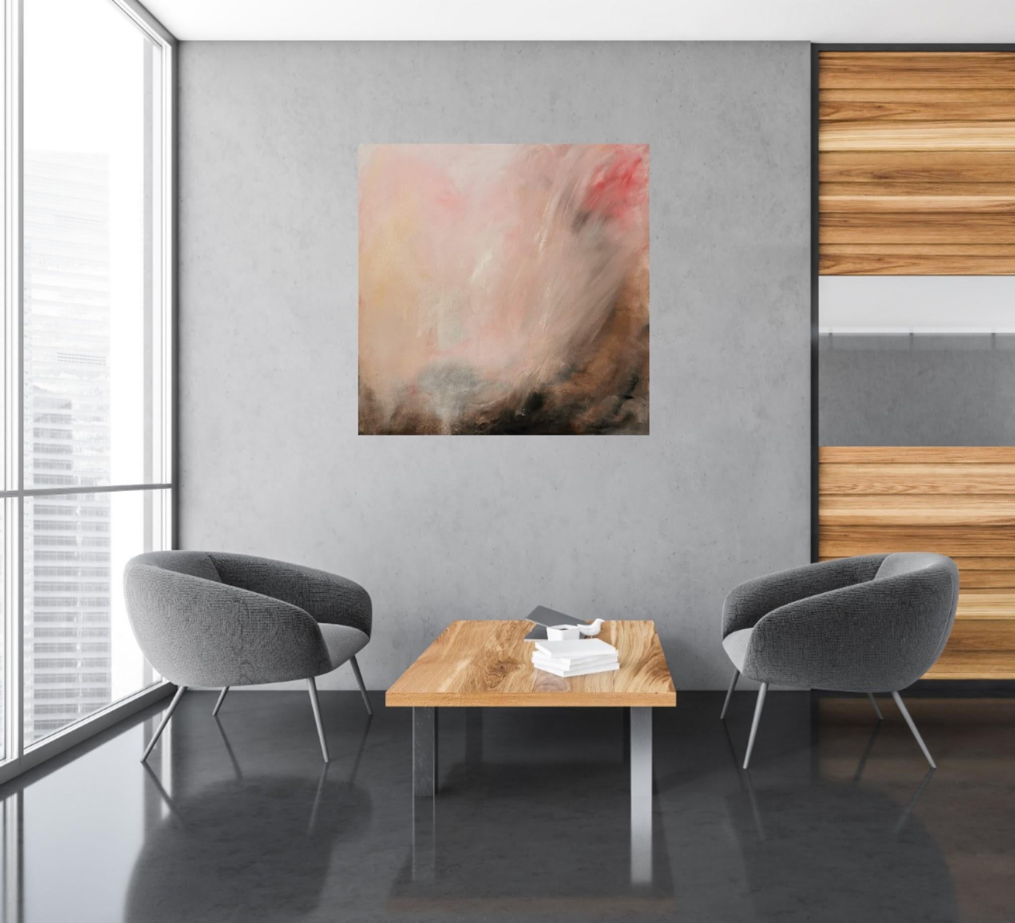 Tempest - Large warm sunset abstract landscape painting For Sale 1