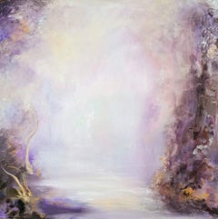 That time I saw you in a dream - Purple and gray abstract landscape painting