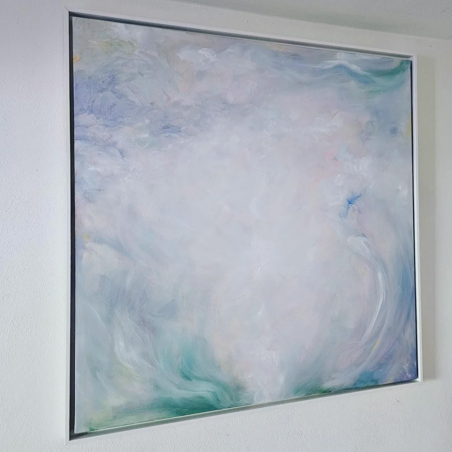 The Awakening - Soft, subtle, large abstract painting - Gray Abstract Painting by Jennifer L. Baker
