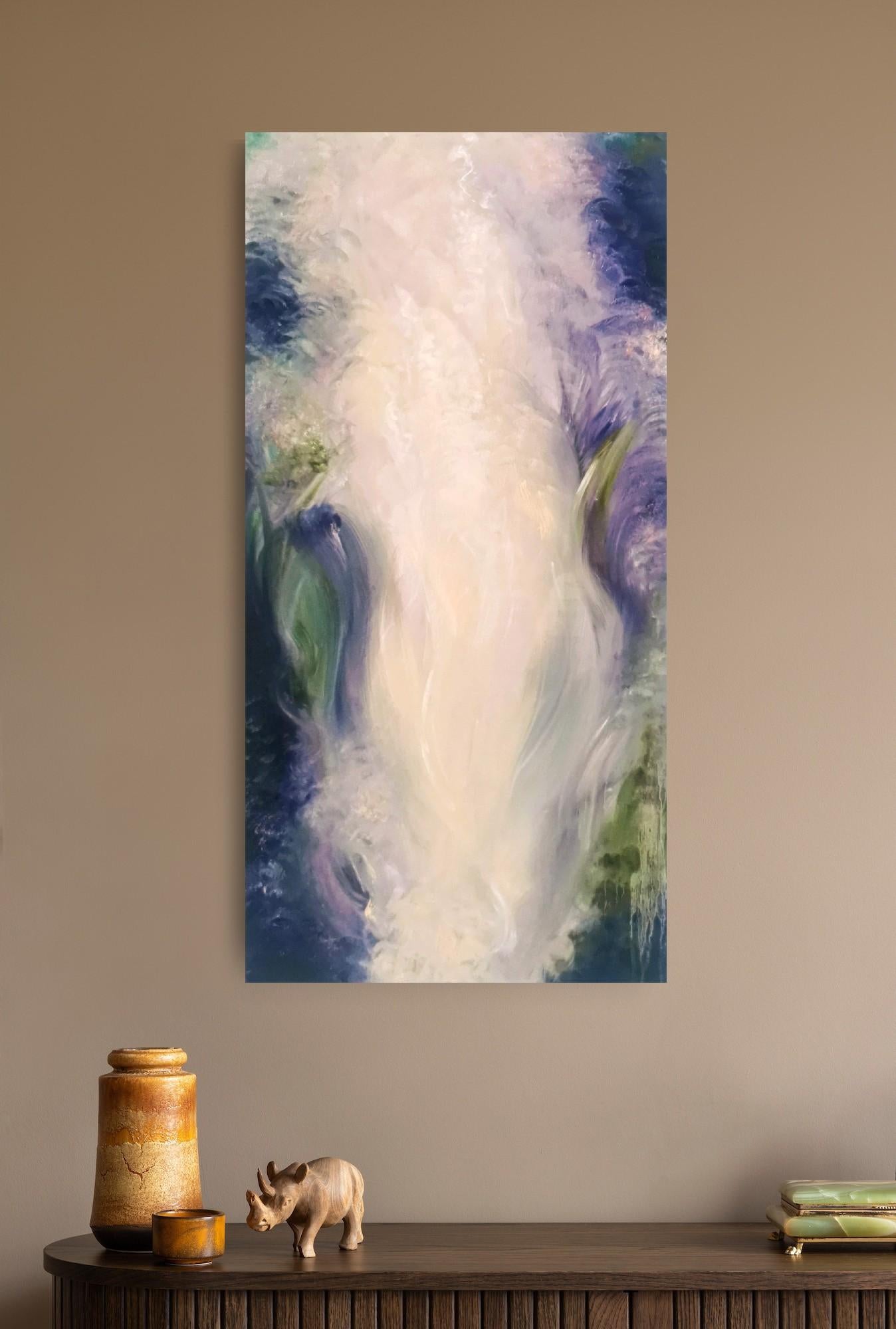 The birth of every wave - Fluid abstract nature painting - Beige Abstract Painting by Jennifer L. Baker