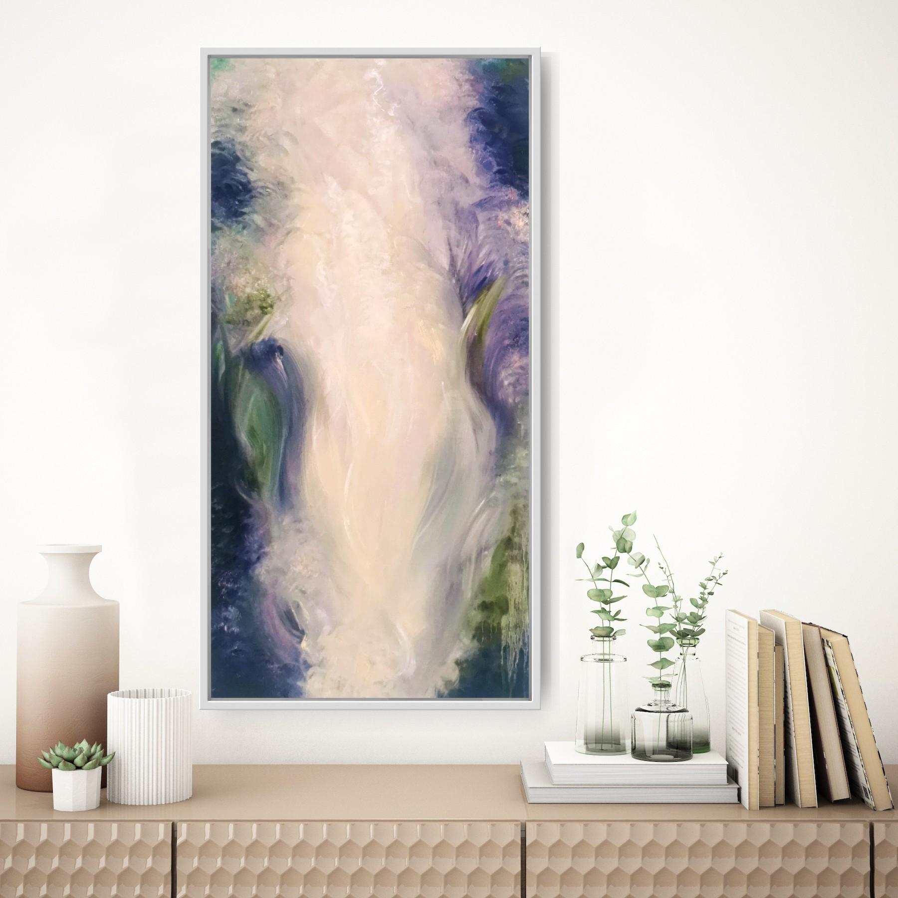In my creation, I sought to capture the ephemeral beauty of nature's dance. Using oil, I weaved an abstract tapestry, an expressionist representation of movement and energy. It's an impressionistic exploration of the the movement of water and