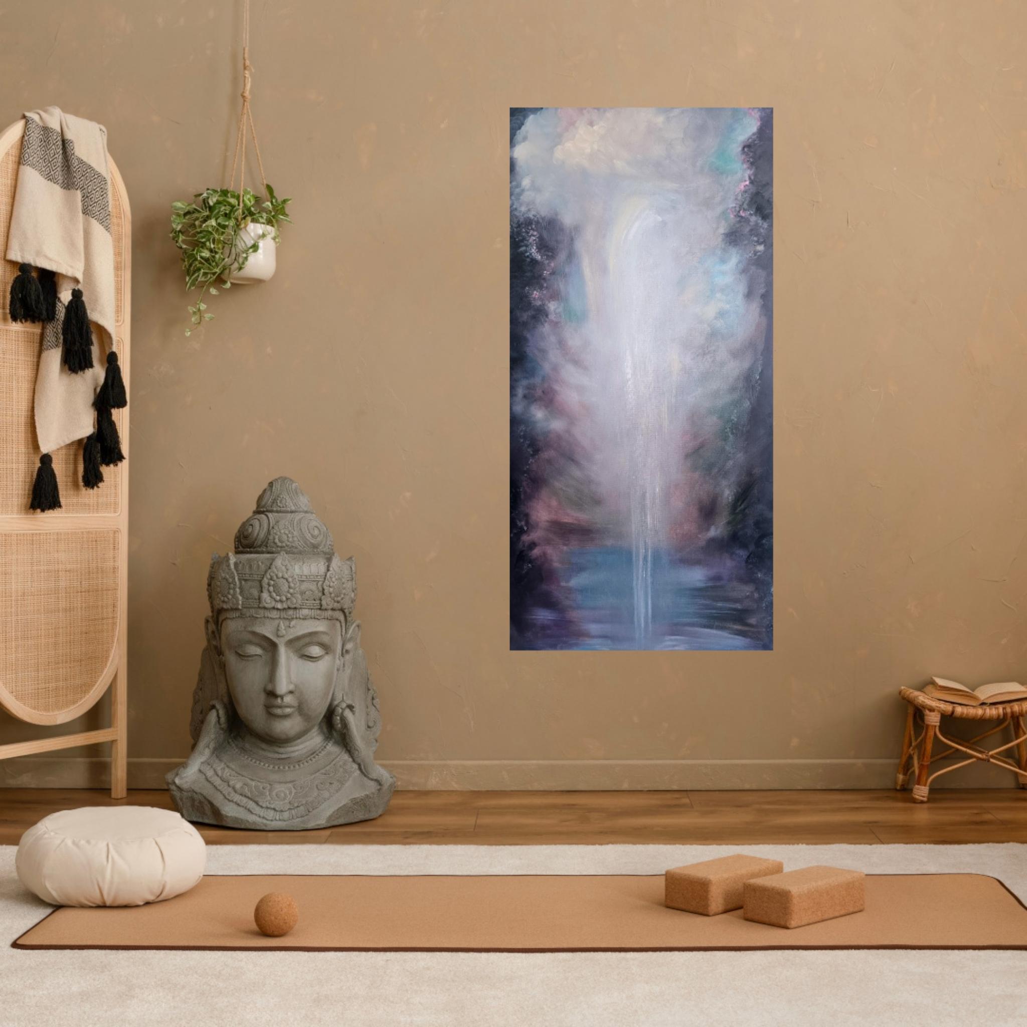 Der Traum, der wahr wurde - Ätherische, atmosphärische, abstrakte Landschaft und Wasserfall im Angebot 1
