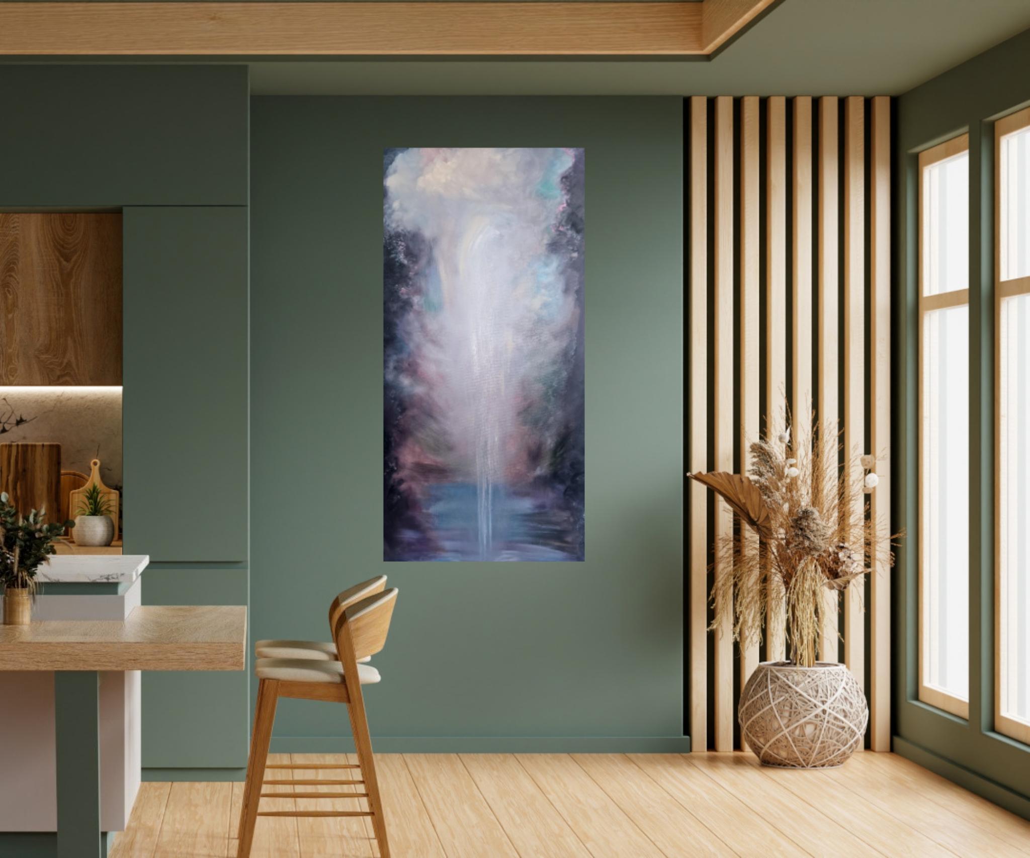 Der Traum, der wahr wurde - Ätherische, atmosphärische, abstrakte Landschaft und Wasserfall im Angebot 2