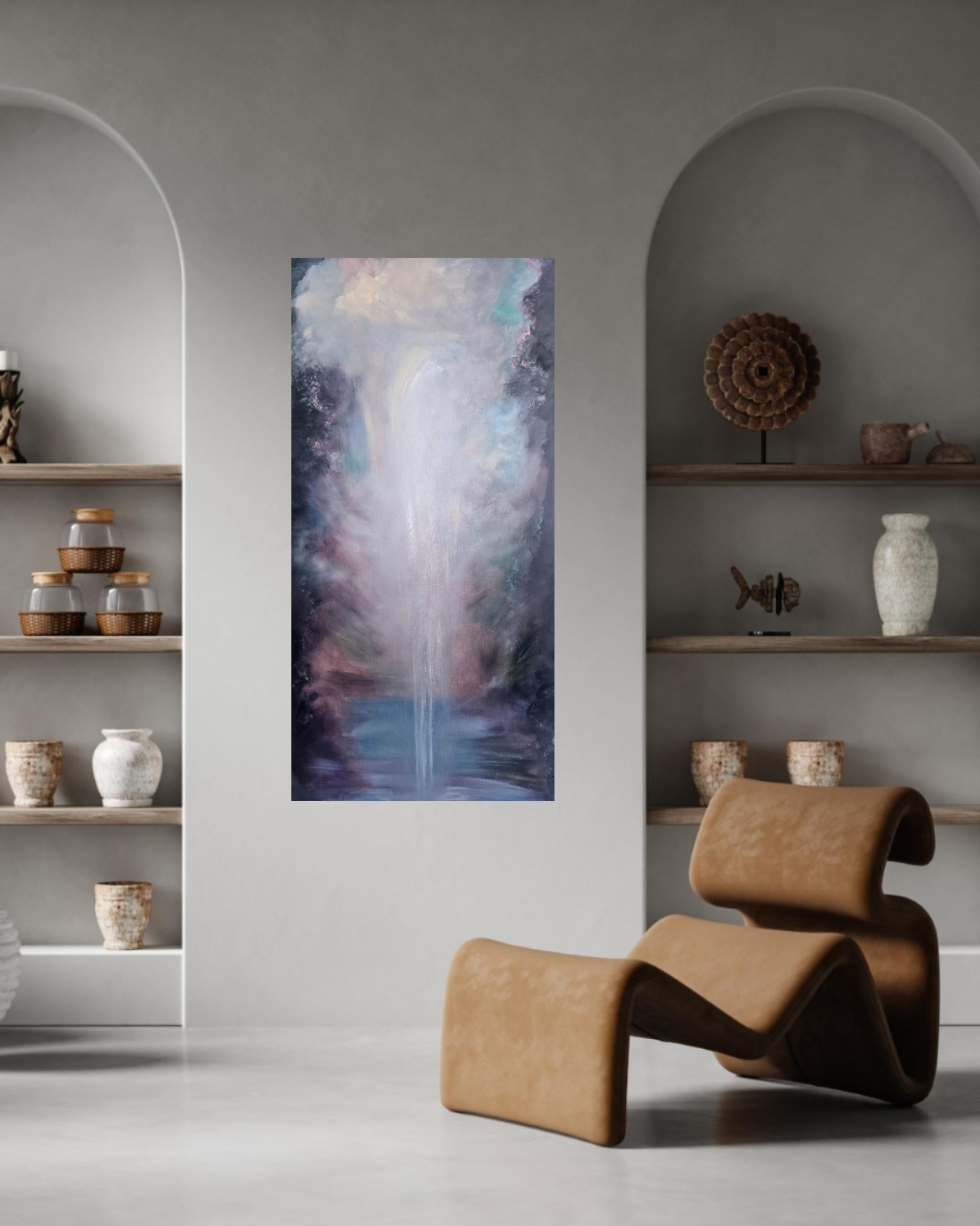 Der Traum, der wahr wurde - Ätherische, atmosphärische, abstrakte Landschaft und Wasserfall im Angebot 3