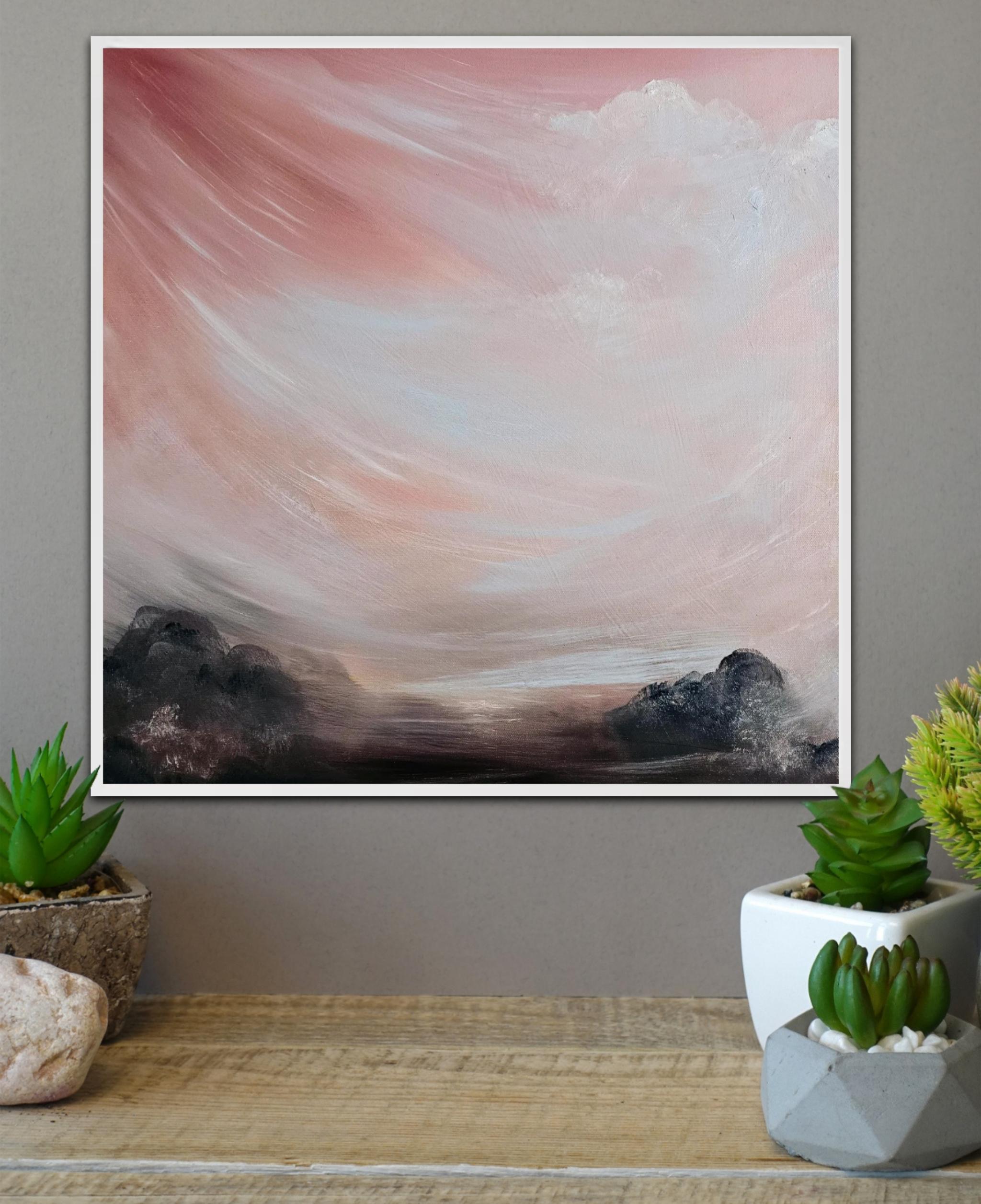 The echo of her voice across the mesa - Abstract desert sky painting For Sale 6