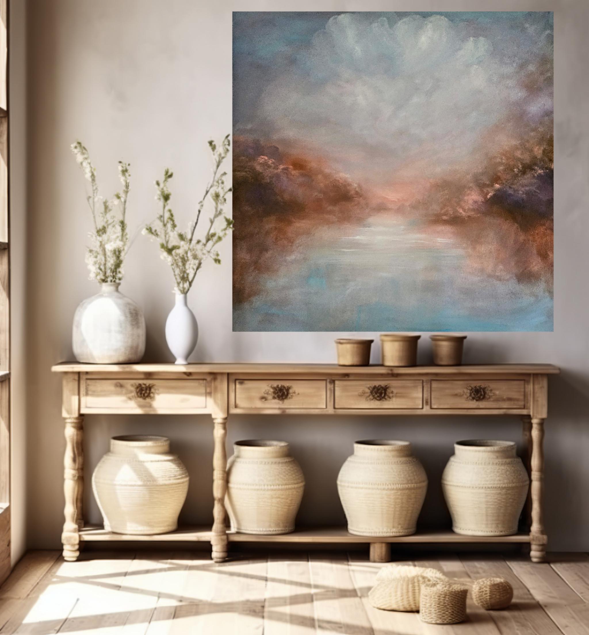 The ecstasy - Warm atmospheric abstract landscape painting For Sale 6