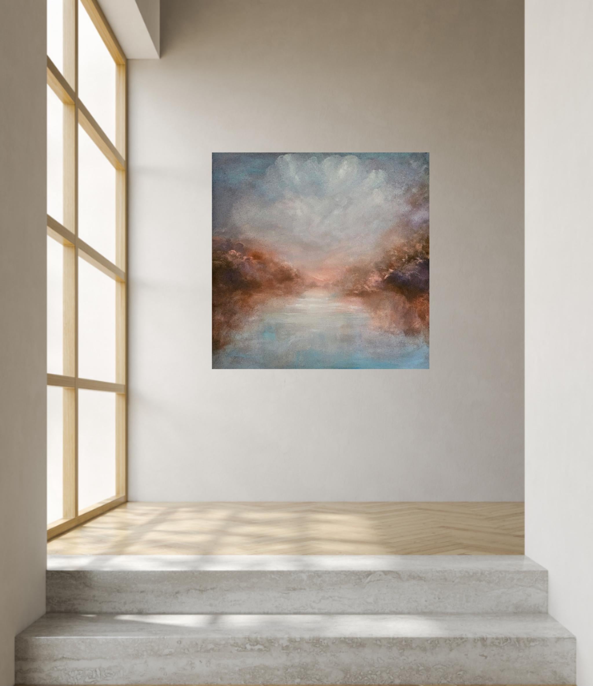 The ecstasy - Warm atmospheric abstract landscape painting For Sale 8