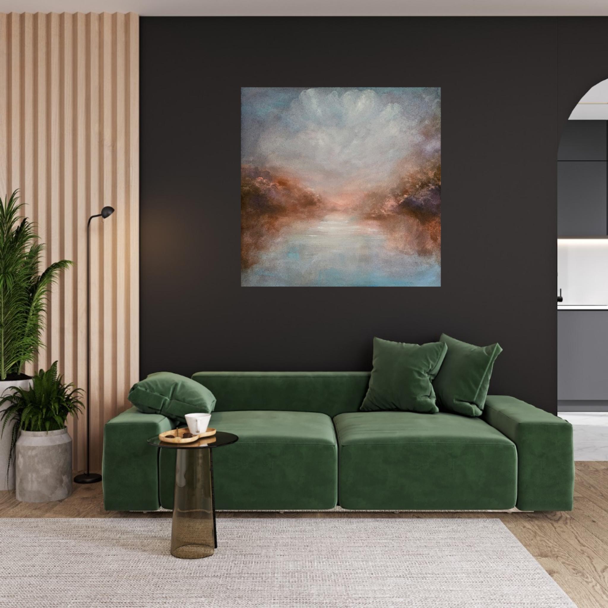 The ecstasy - Warm atmospheric abstract landscape painting For Sale 10