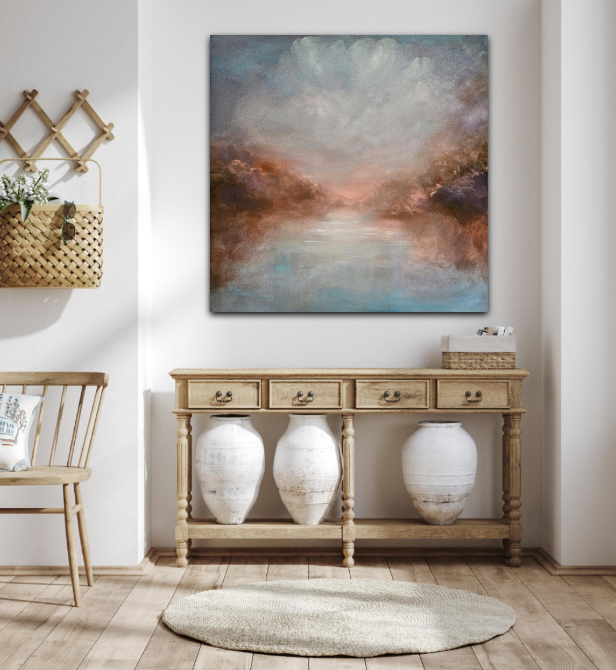 The ecstasy - Warm atmospheric abstract landscape painting For Sale 12