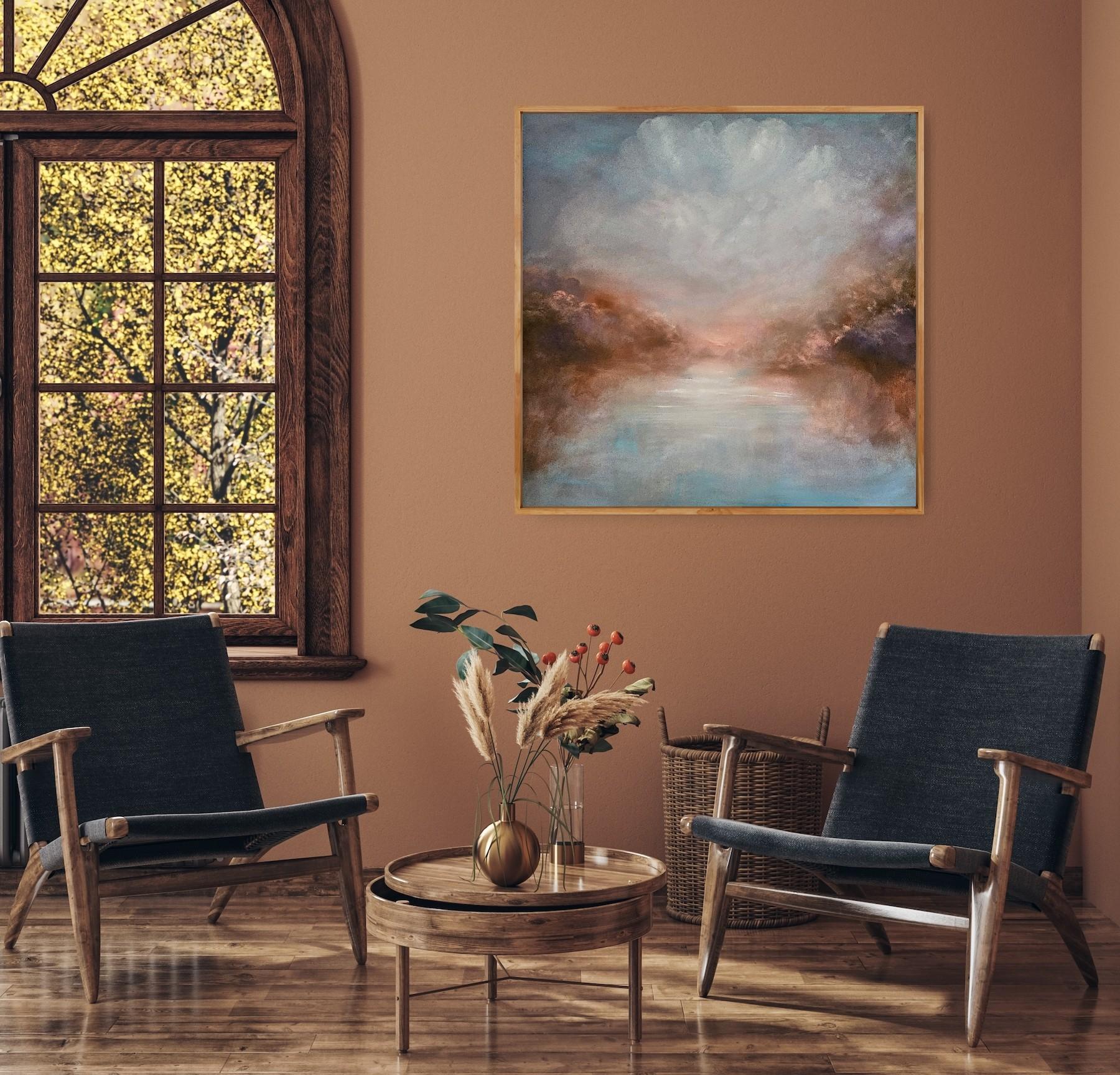 The ecstasy - Warm atmospheric abstract landscape painting For Sale 13