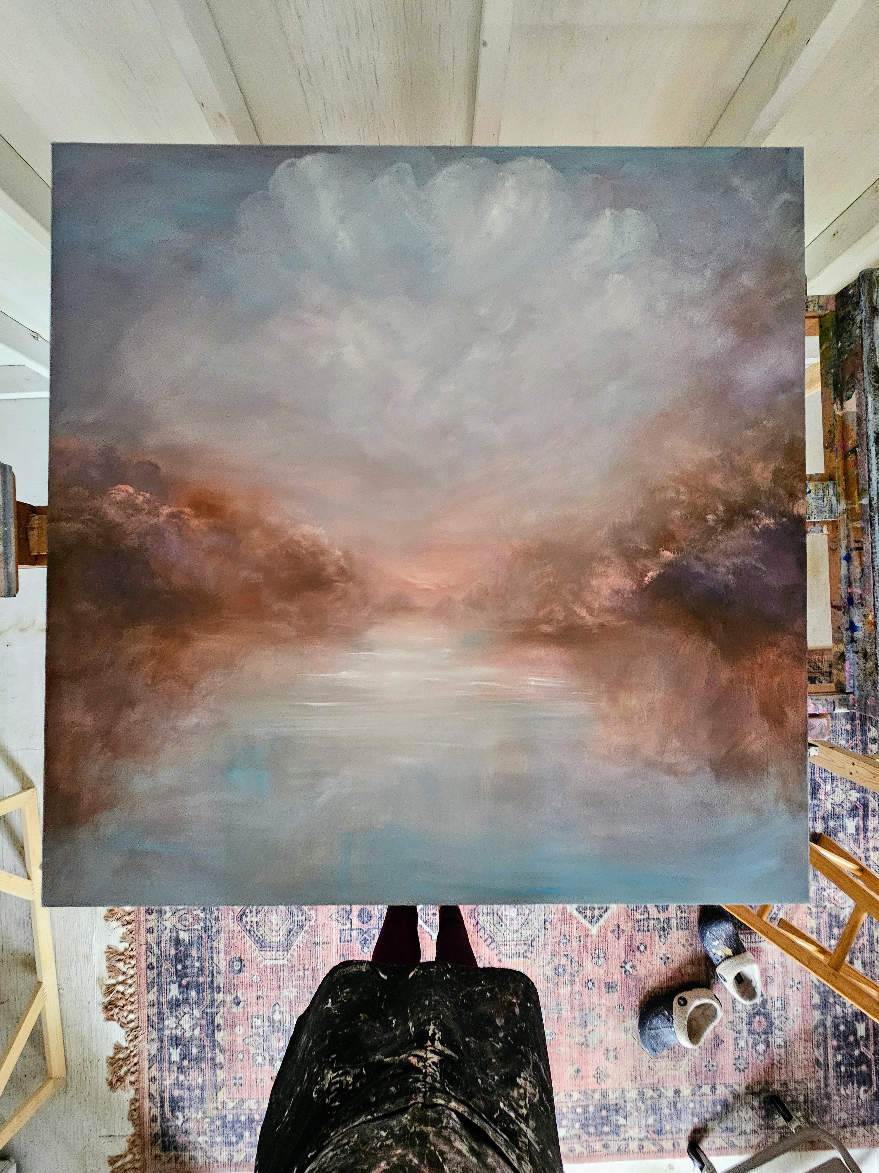 The ecstasy - Warm atmospheric abstract landscape painting - Painting by Jennifer L. Baker