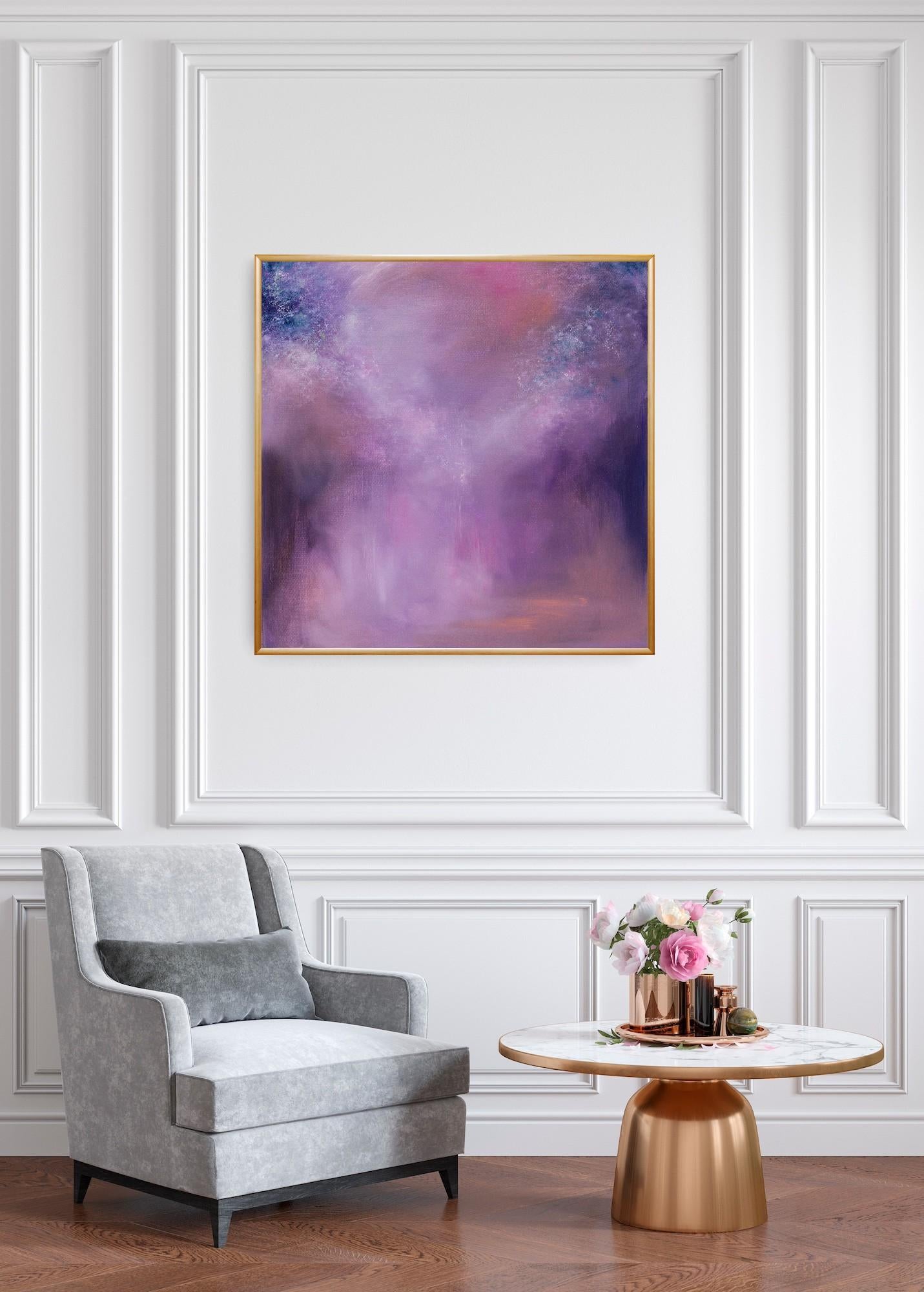Il lato lontano di Mercurio - Morbido dipinto astratto del cielo notturno - Painting Astratto di Jennifer L. Baker