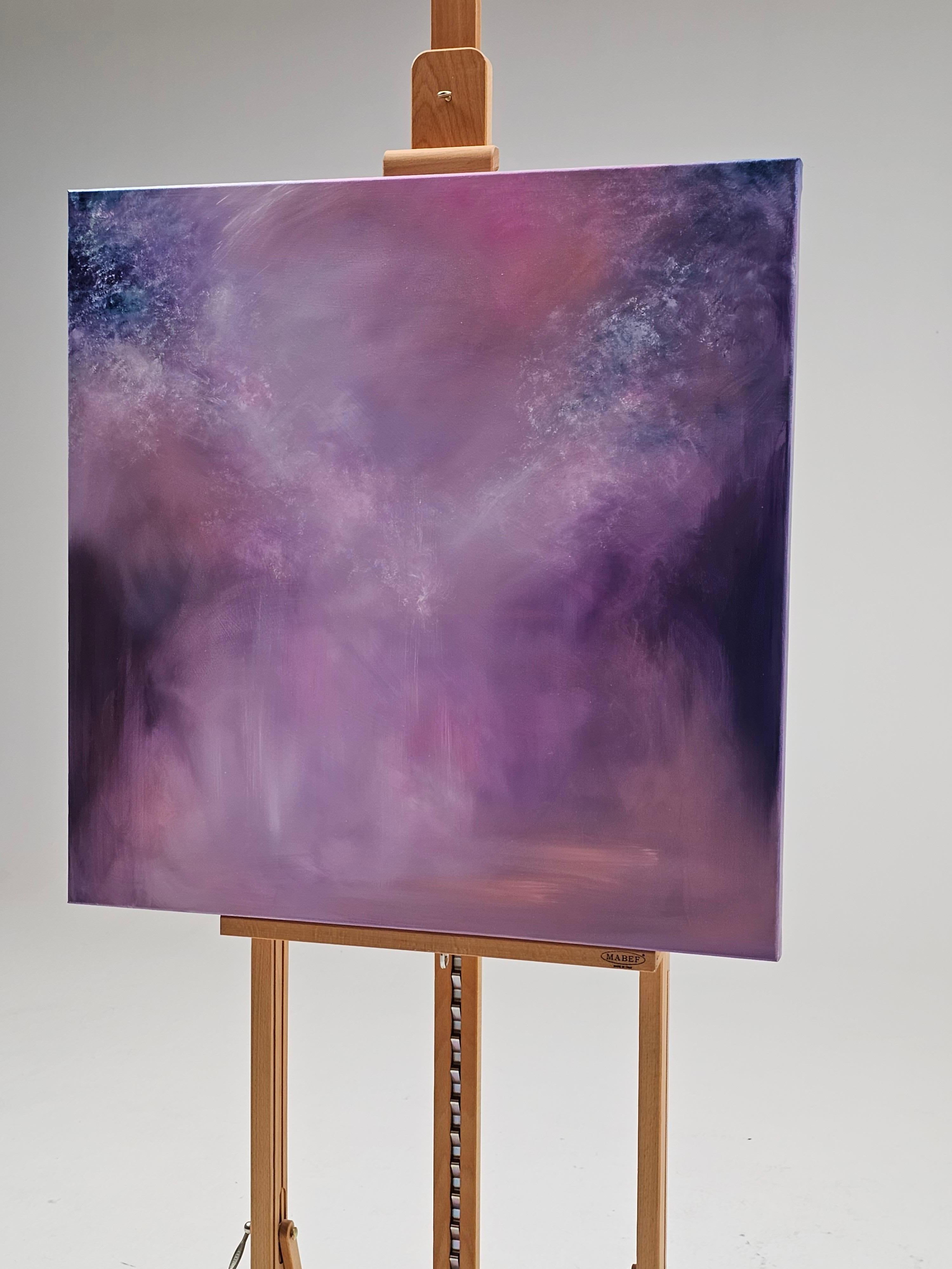 Il lato lontano di Mercurio - Morbido dipinto astratto del cielo notturno - Landscape Painting Viola di Jennifer L. Baker