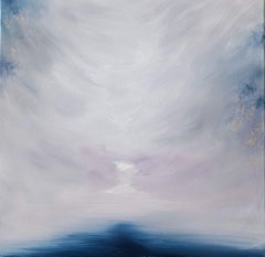 El lago helado dejándose llevar - Pintura abstracta paisaje marino azul y blanco