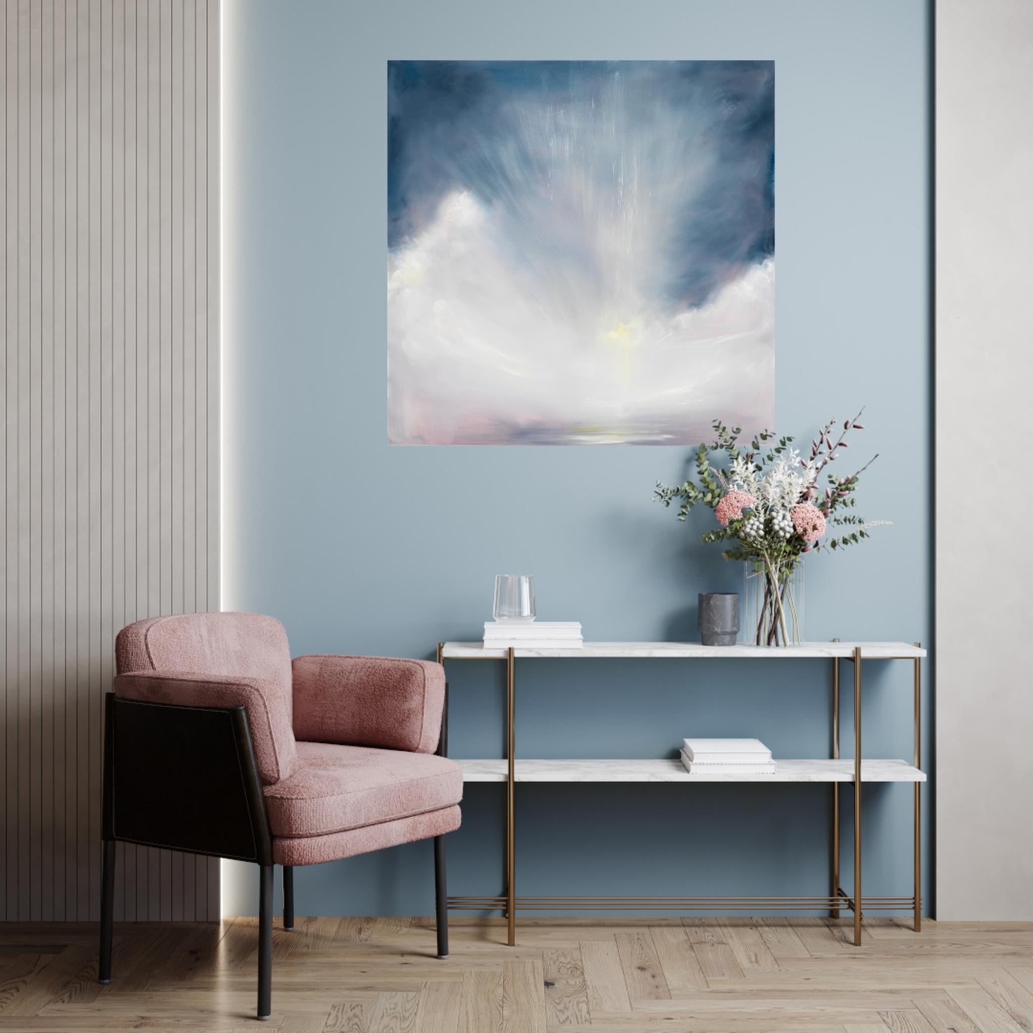 Die Gabe des Lichts im Winter – Abstraktes atmosphärisches Himmelsgemälde im Angebot 12
