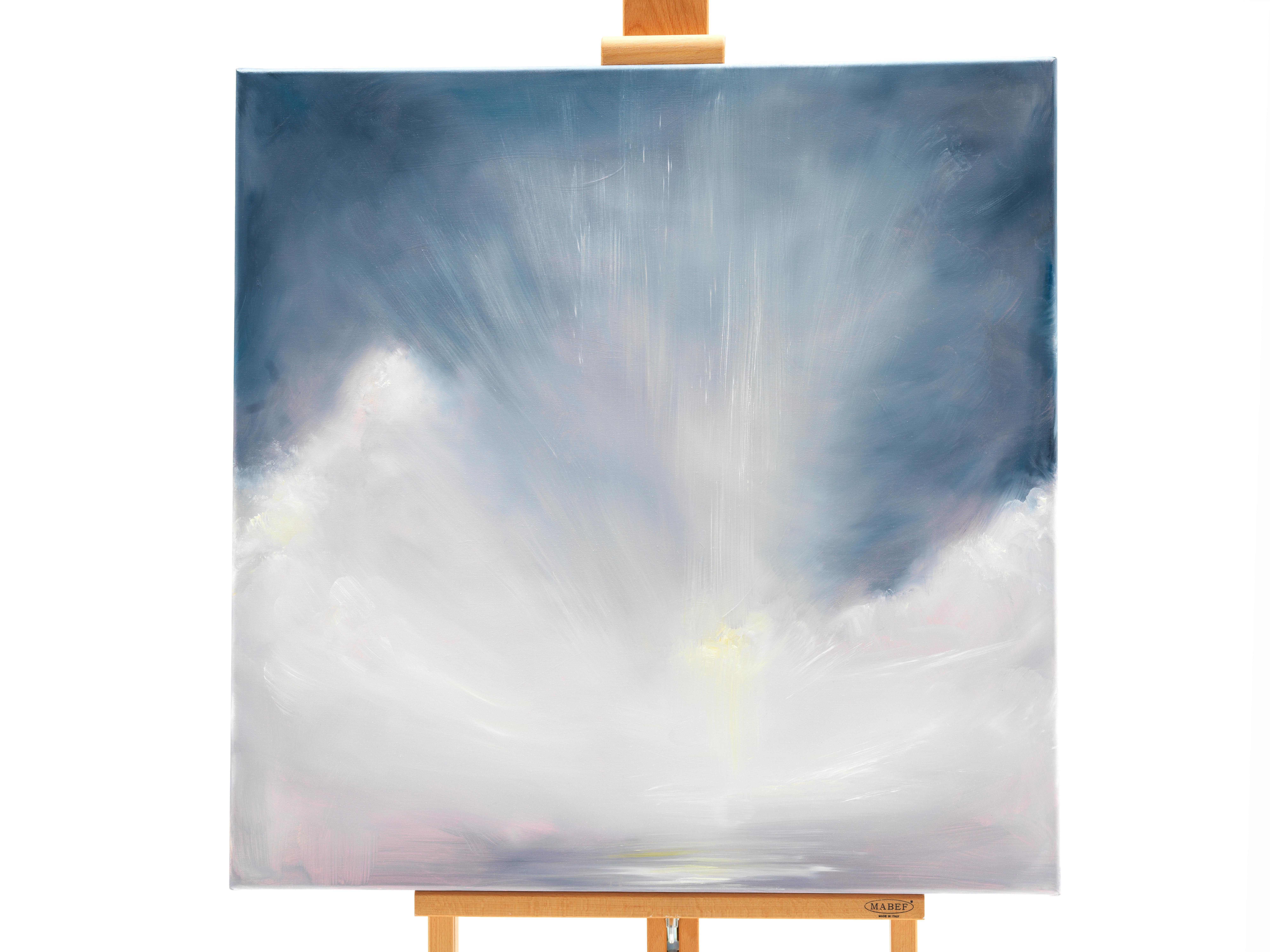 Die Gabe des Lichts im Winter – Abstraktes atmosphärisches Himmelsgemälde (Grau), Abstract Painting, von Jennifer L. Baker