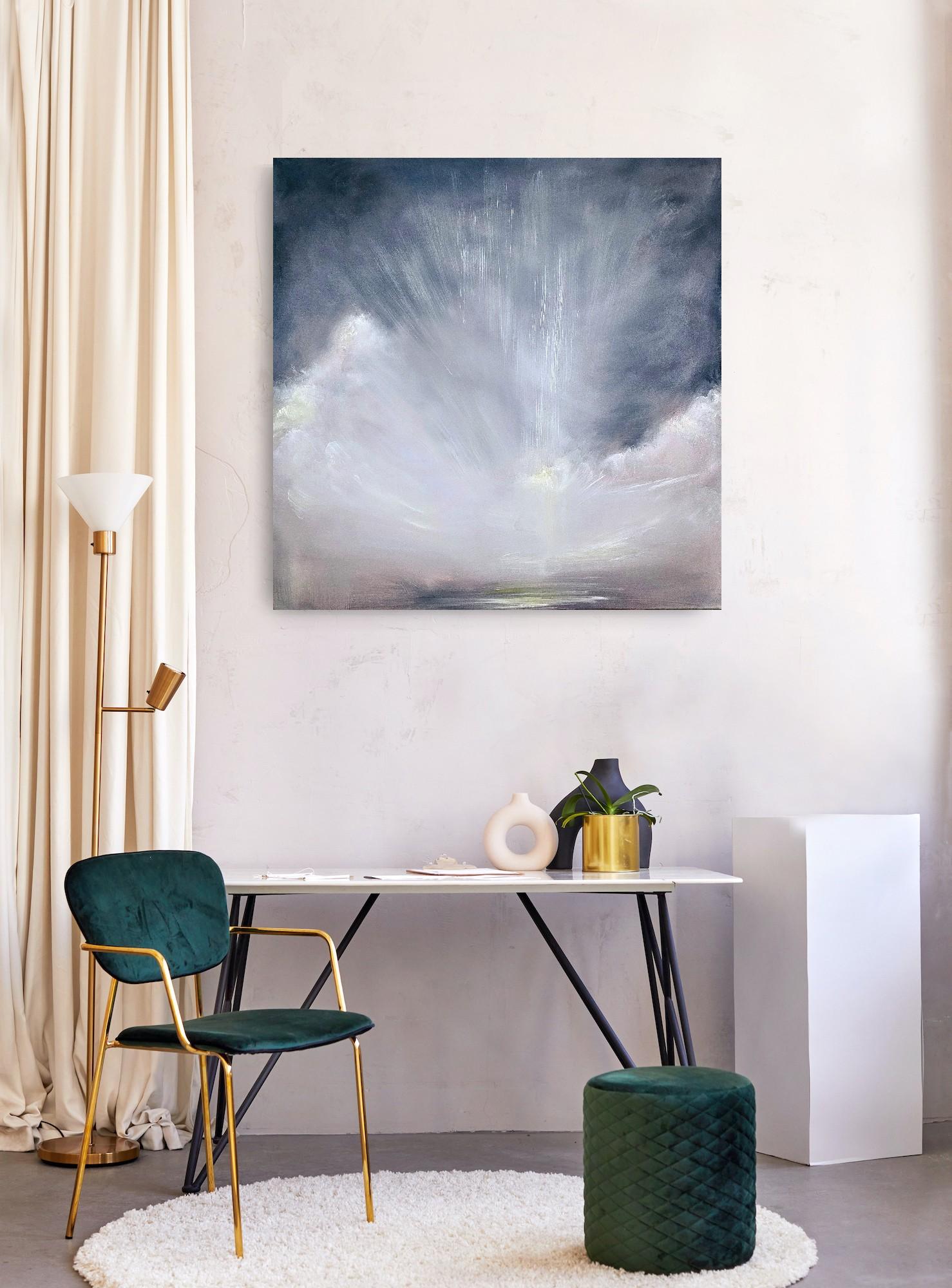 Die Gabe des Lichts im Winter – Abstraktes atmosphärisches Himmelsgemälde im Angebot 5