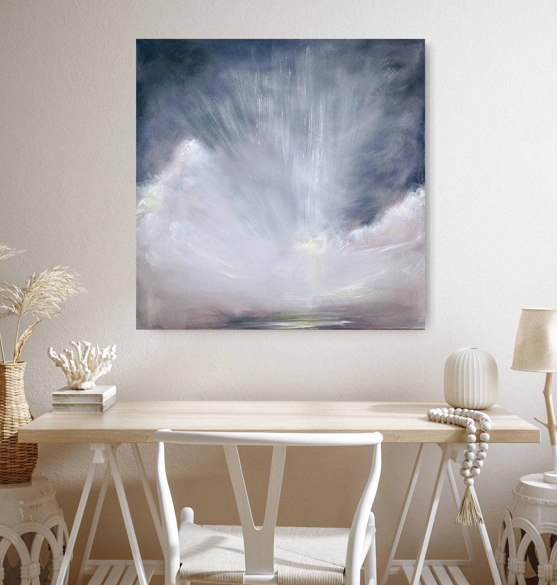 Die Gabe des Lichts im Winter – Abstraktes atmosphärisches Himmelsgemälde im Angebot 6