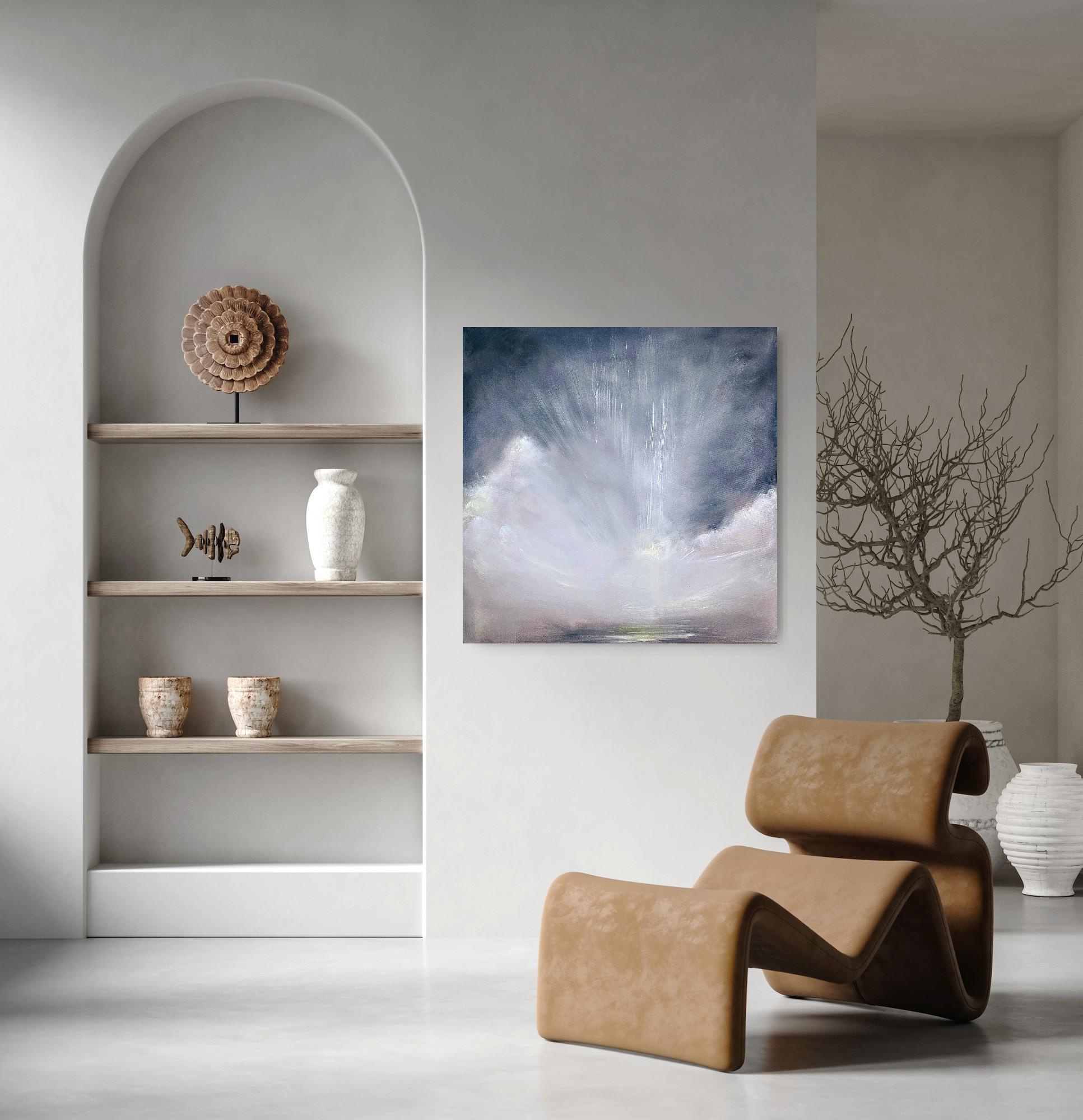 Die Gabe des Lichts im Winter – Abstraktes atmosphärisches Himmelsgemälde im Angebot 7
