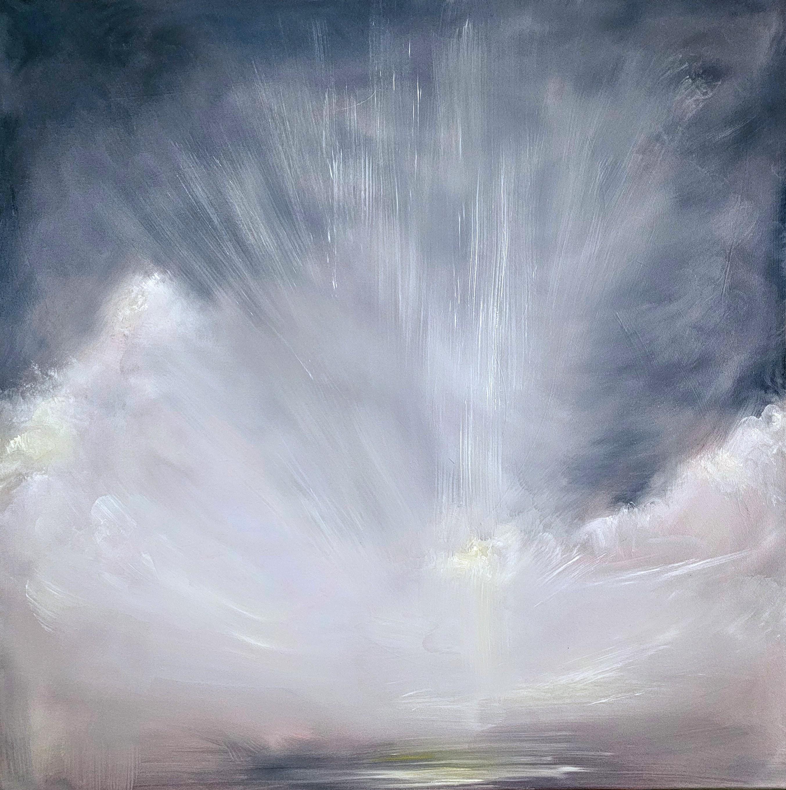 Die Gabe des Lichts im Winter – Abstraktes atmosphärisches Himmelsgemälde – Painting von Jennifer L. Baker