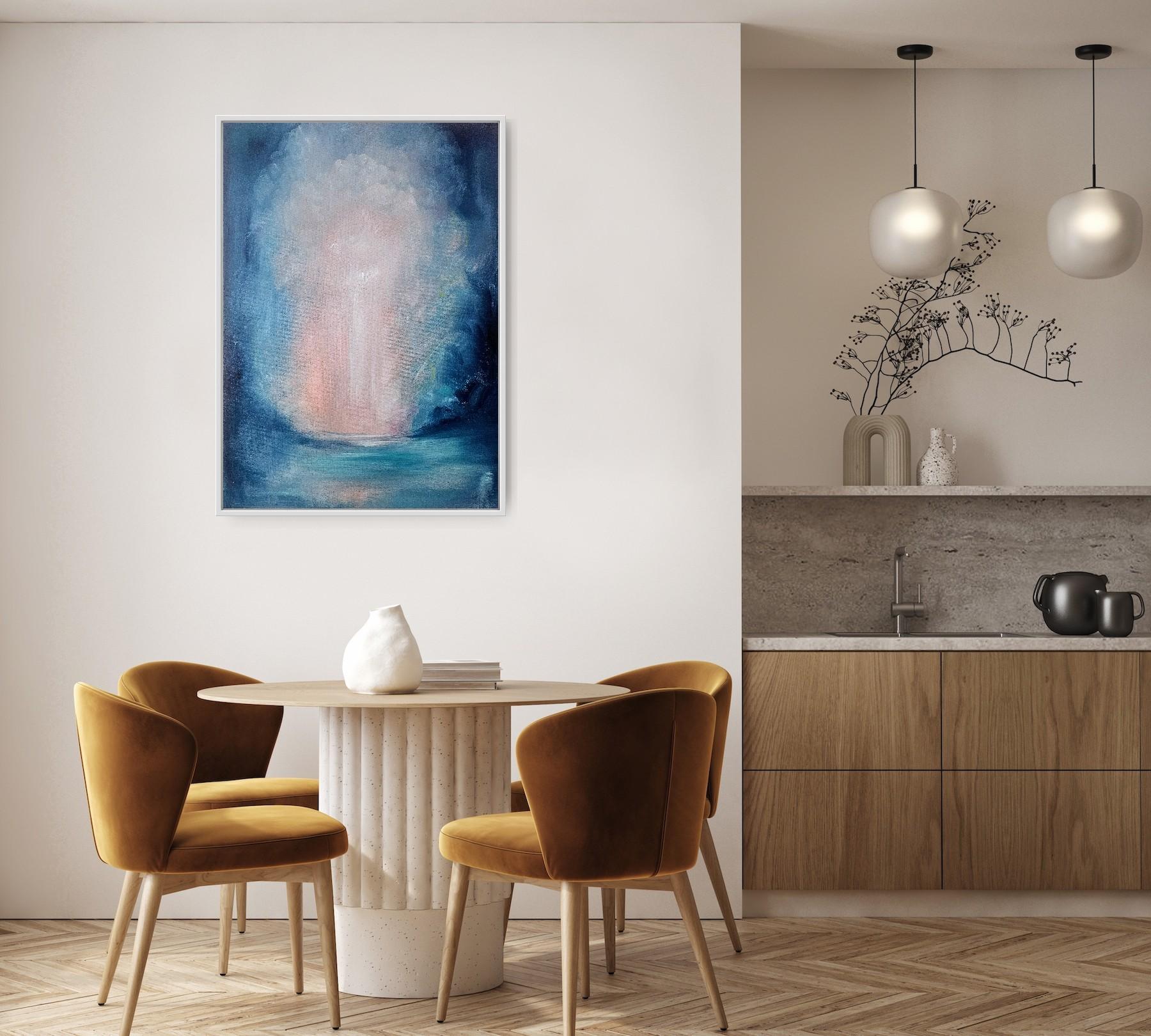 La luce alla fine del tunnel - Quadro astratto blu con paesaggio marino 5