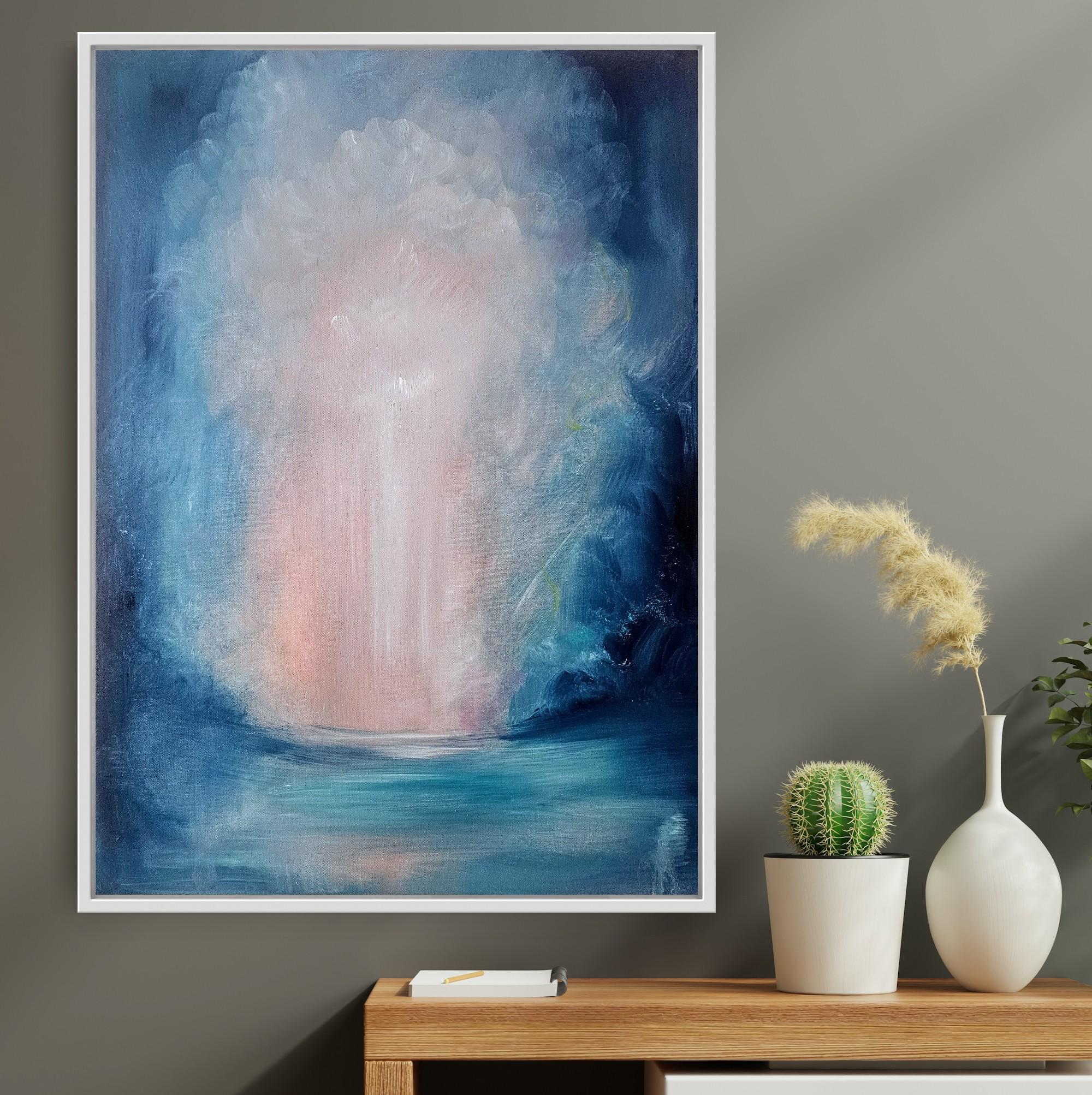 La luce alla fine del tunnel - Quadro astratto blu con paesaggio marino 6