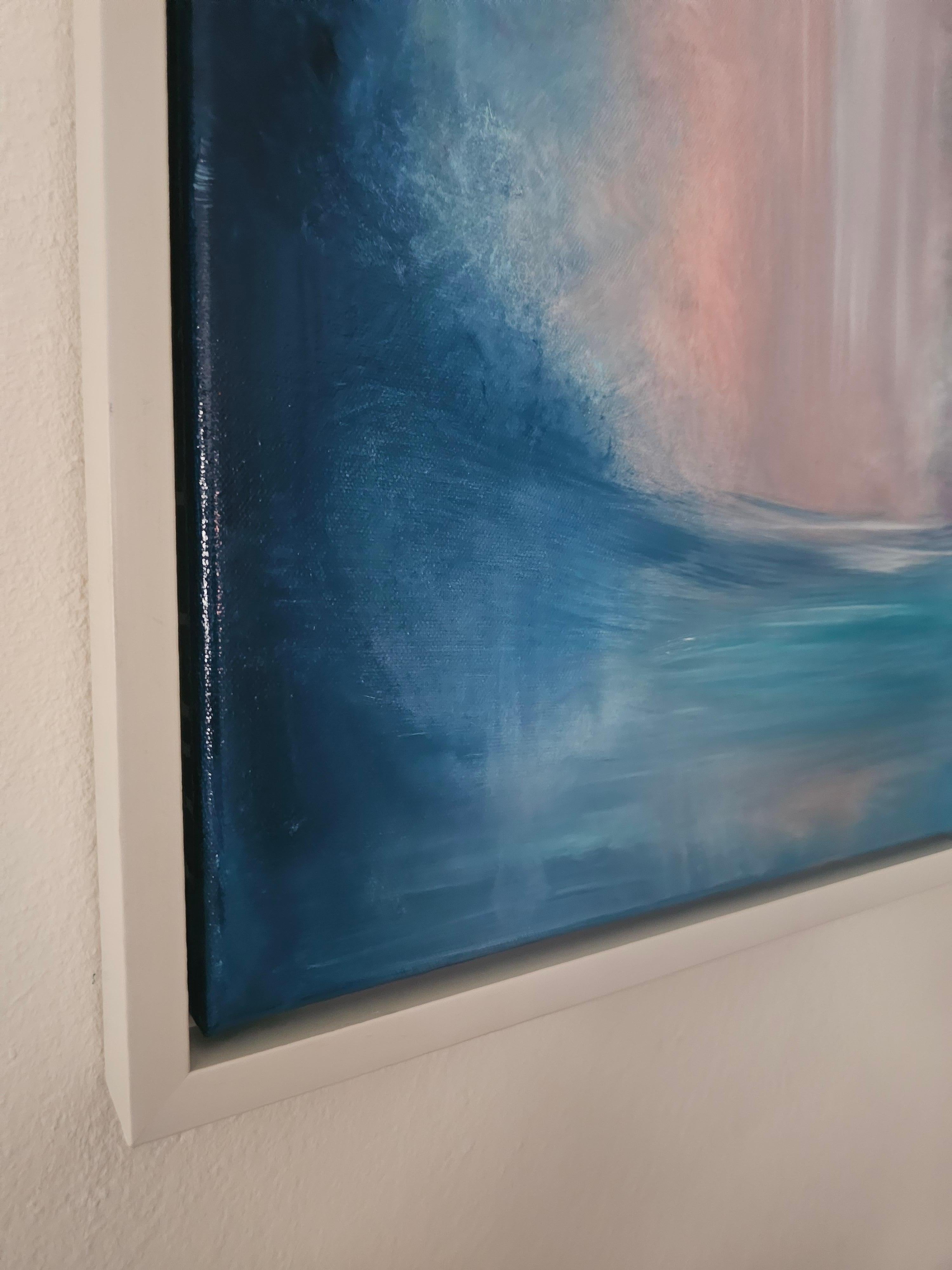 La luce alla fine del tunnel - Quadro astratto blu con paesaggio marino 2