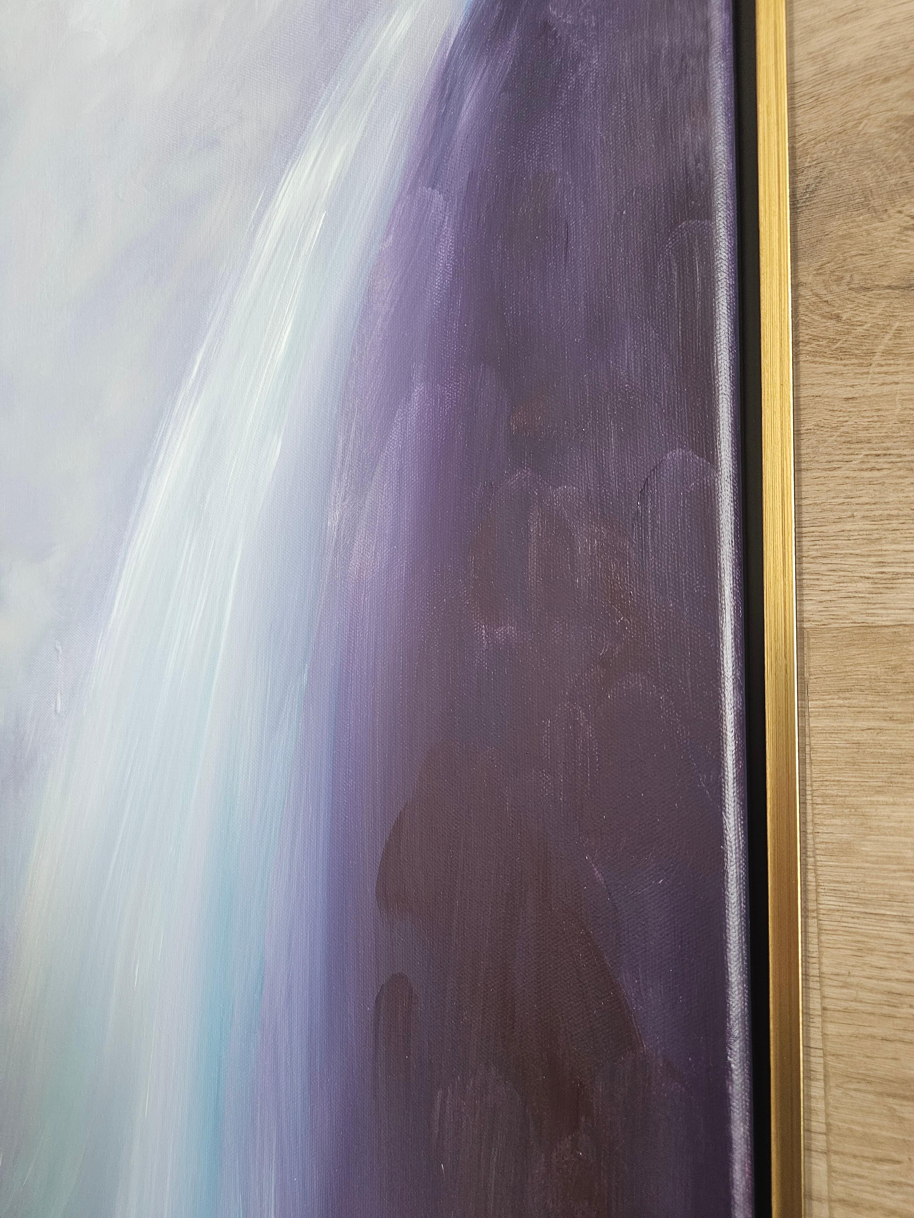The lightness of being - Dreamy atmospheric purple abstract waterfall painting - Gray Abstract Painting by Jennifer L. Baker