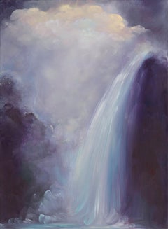 The lightness of being - Dreamy atmospheric purple abstract waterfall painting