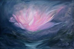 Jennifer L. Baker - The Lotus - Blue and pink abstract floral painting The Lotus - Blue and pink abstract floral painting