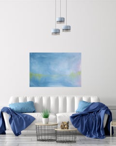 La memoria dell'acqua - Dipinto astratto minimalista di un paesaggio marino, 50x90 cm