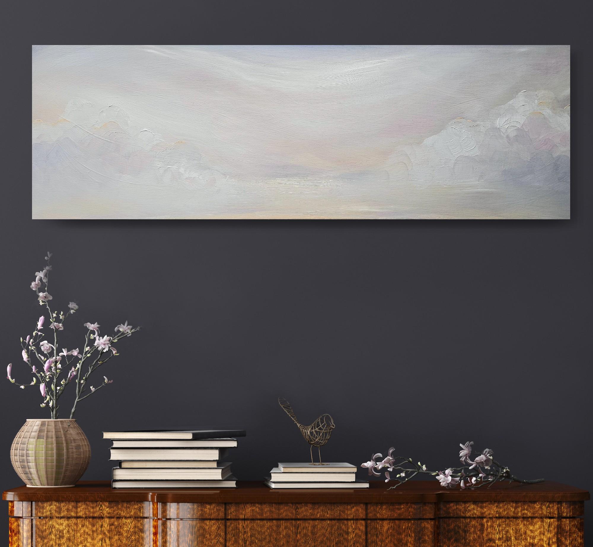 The Midwinter Sparrow - Minimalist atmospheric abstract winter landscape For Sale 10