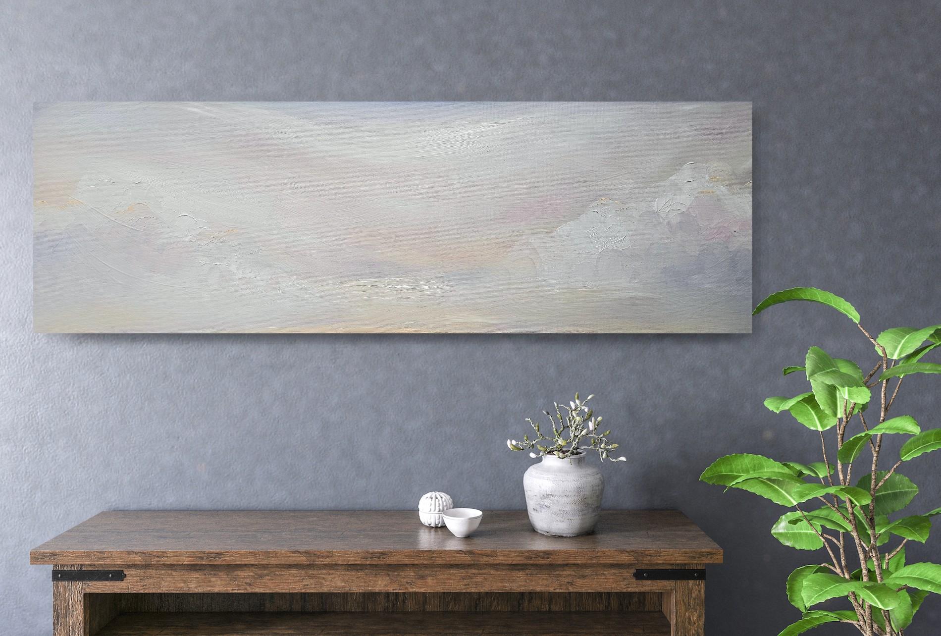 The Midwinter Sparrow - Minimalist atmospheric abstract winter landscape For Sale 11