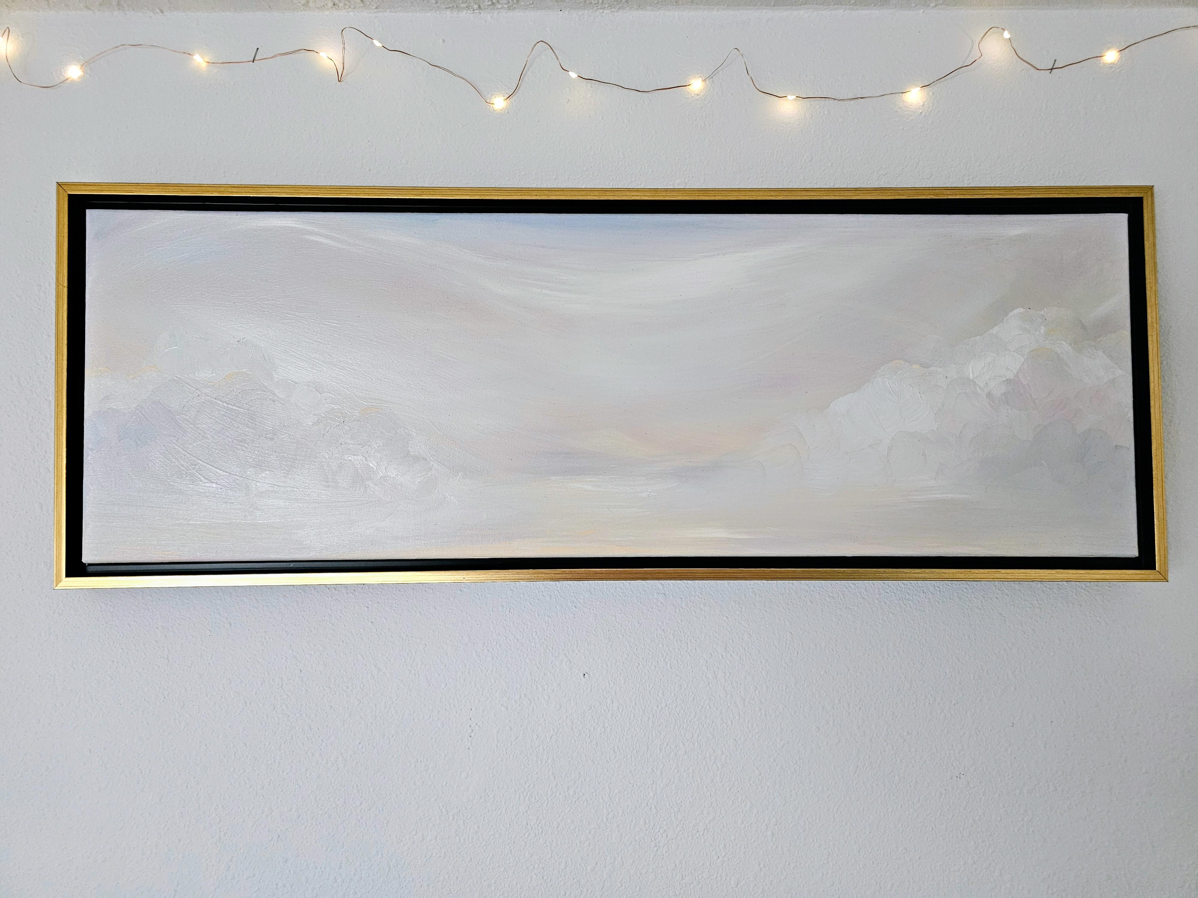 The Midwinter Sparrow - Minimalist atmospheric abstract winter landscape - Painting by Jennifer L. Baker