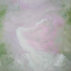 The newborn light that is me - Atmospheric dreamy pink & green abstract painting