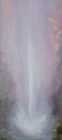 The Night and All Her Secrets - Ethereal atmospheric abstract waterfall painting