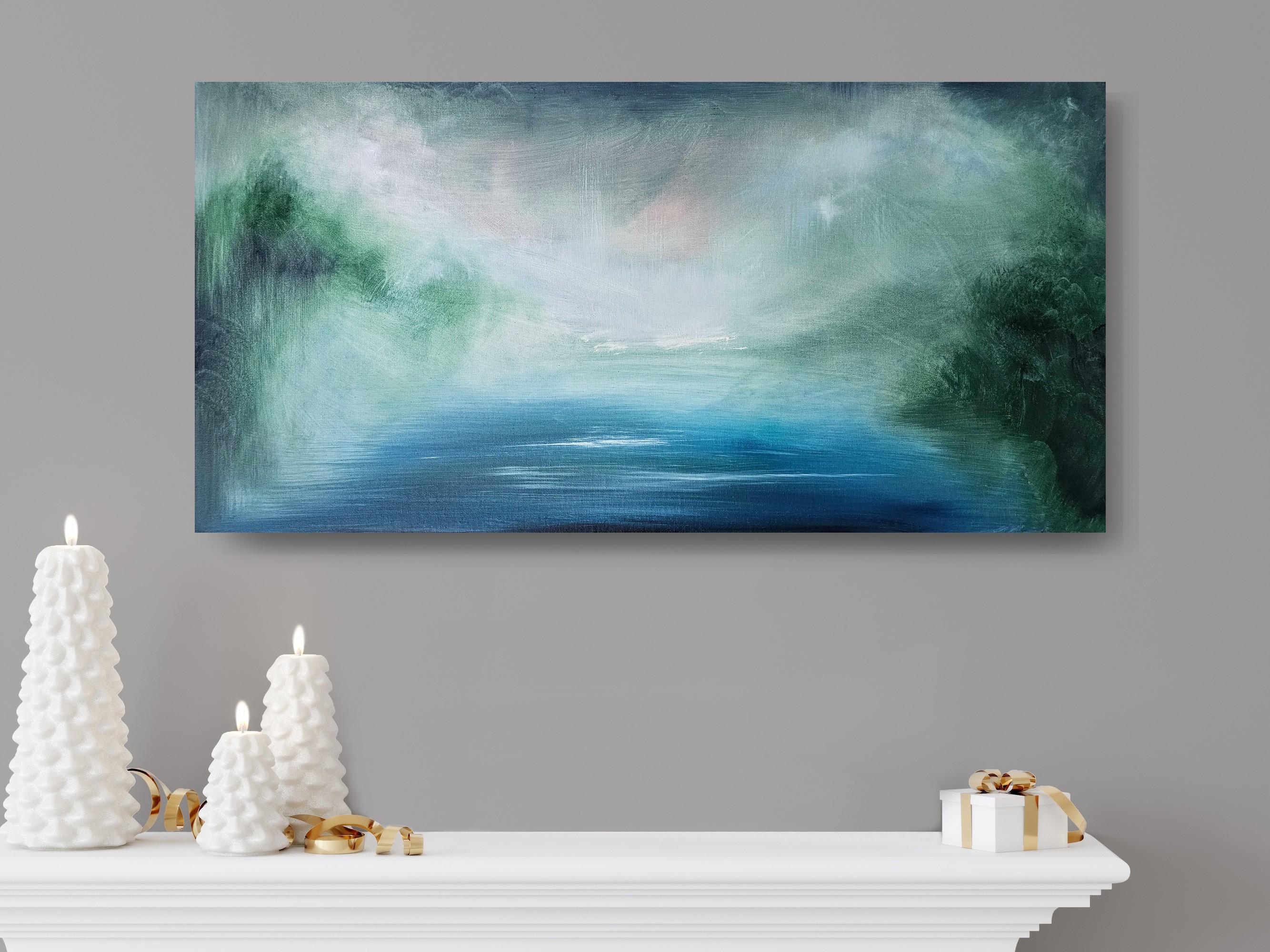 La quiete dell'acqua - Quadro astratto di paesaggio marino - Painting Contemporaneo di Jennifer L. Baker