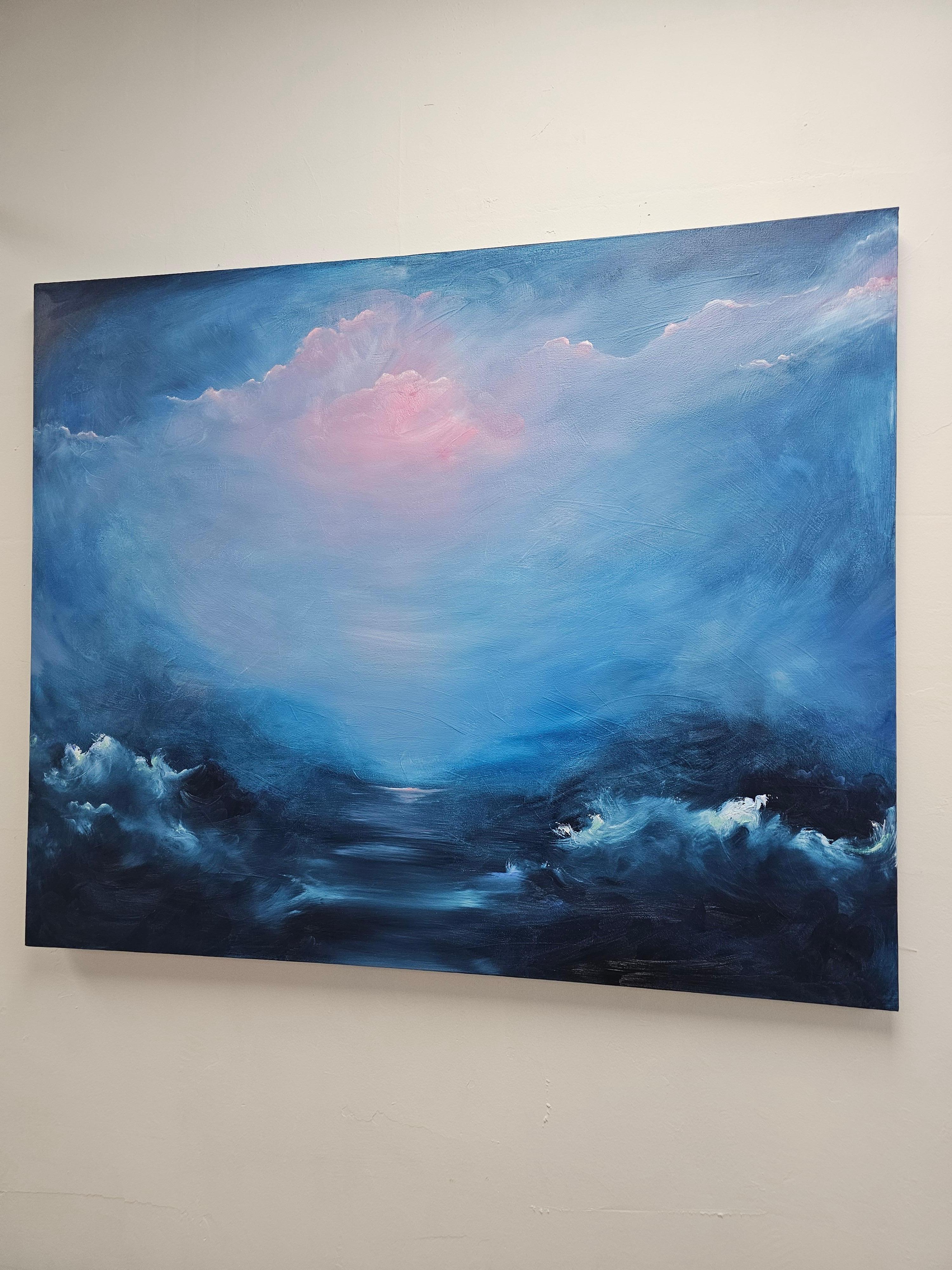The universe that is me - Dramatic blue abstract seascape painting For Sale 5