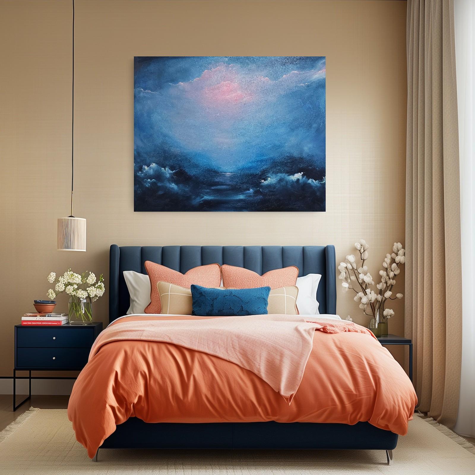 The universe that is me - Dramatic blue abstract seascape painting For Sale 10