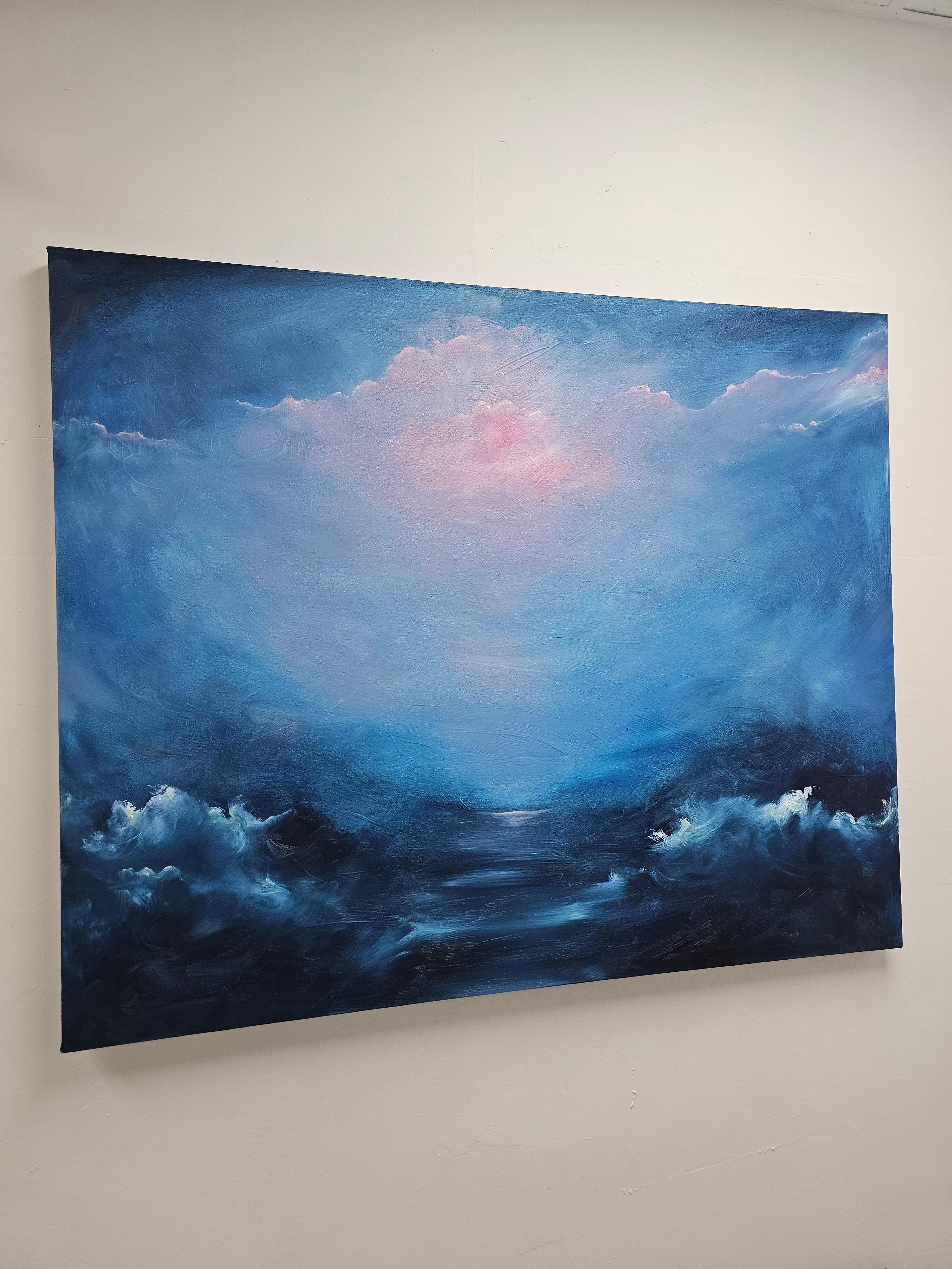 The universe that is me - Dramatic blue abstract seascape painting - Contemporary Painting by Jennifer L. Baker