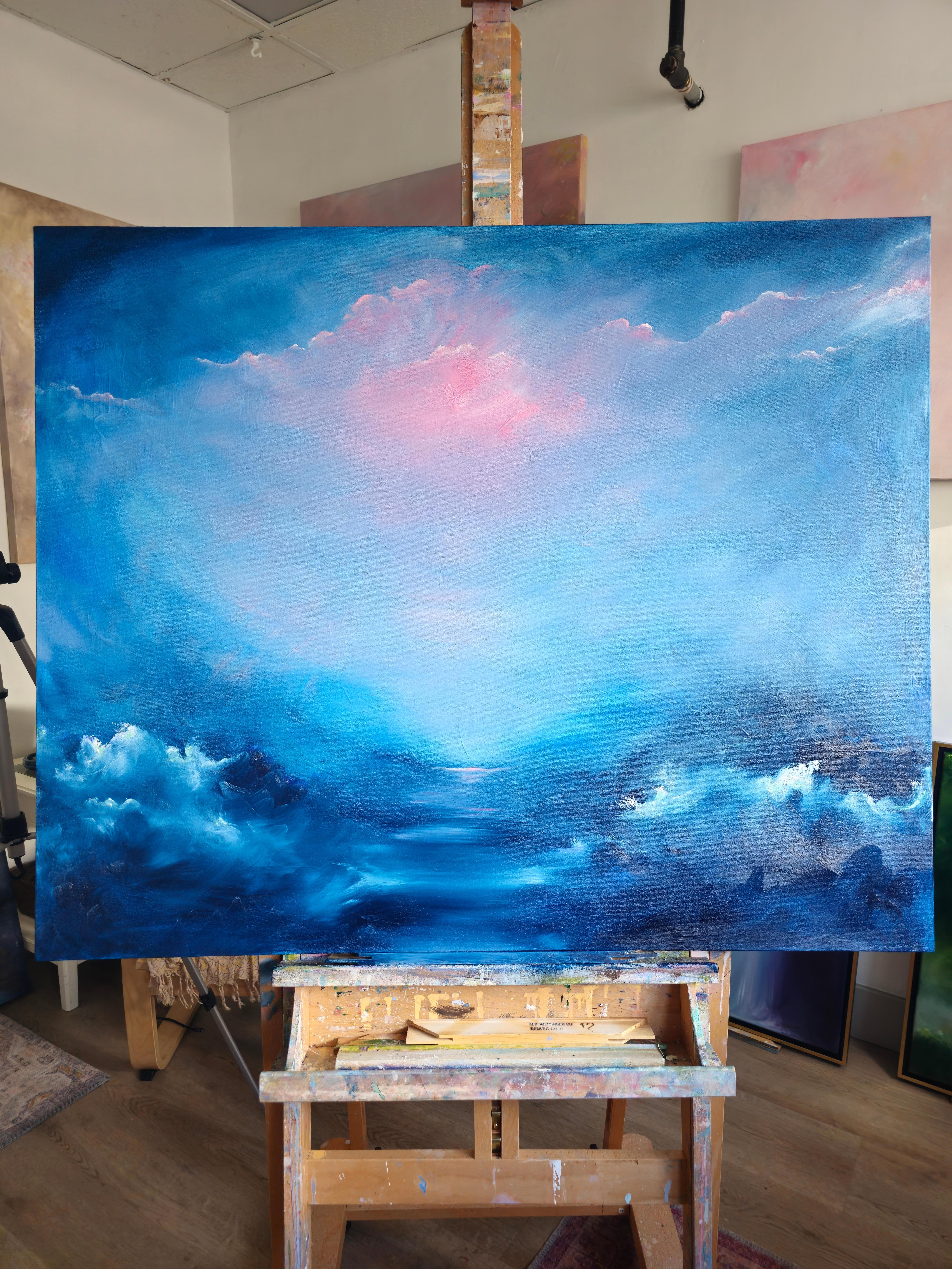 The universe that is me - Dramatic blue abstract seascape painting For Sale 2