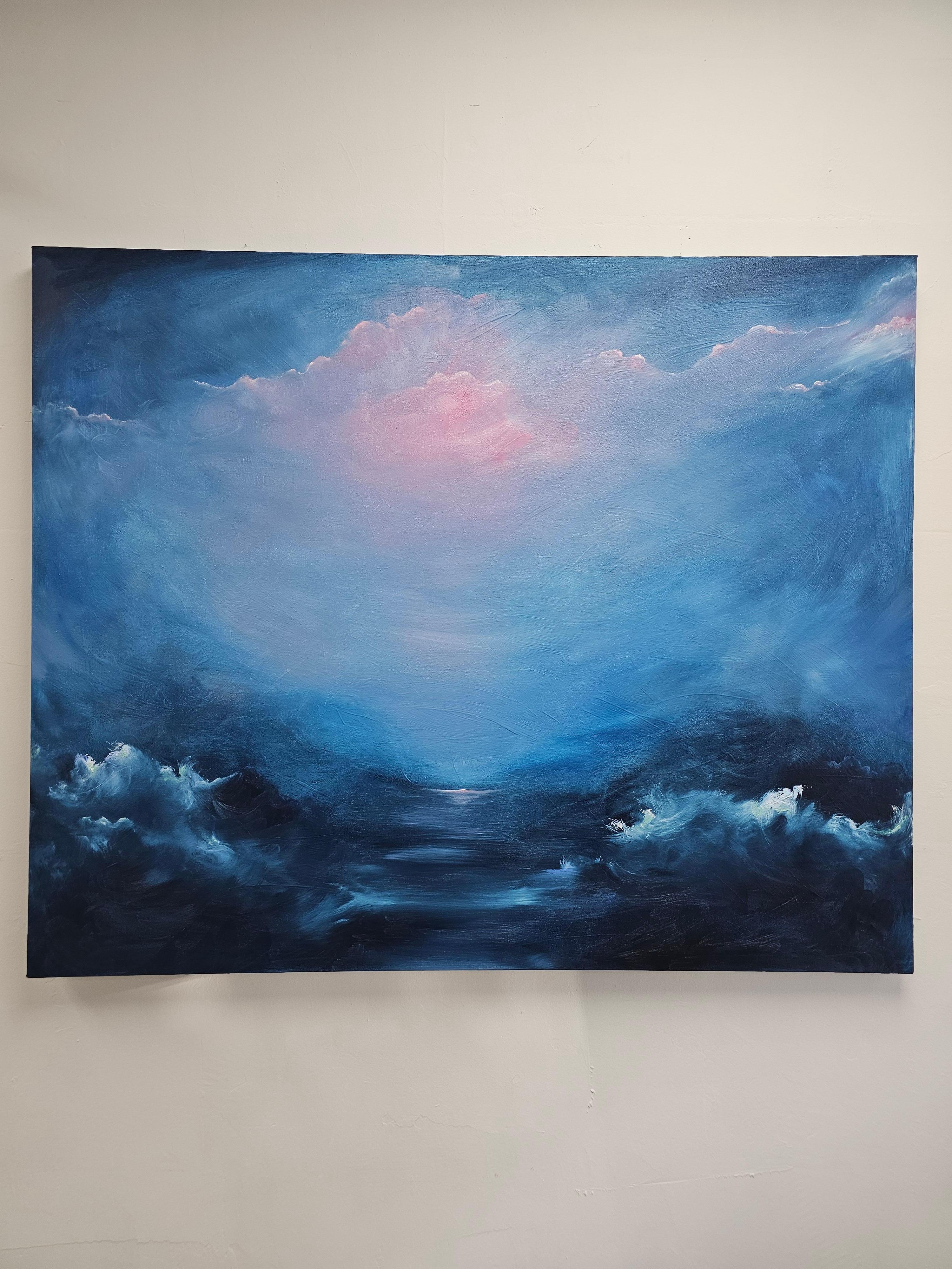 The universe that is me - Dramatic blue abstract seascape painting For Sale 3