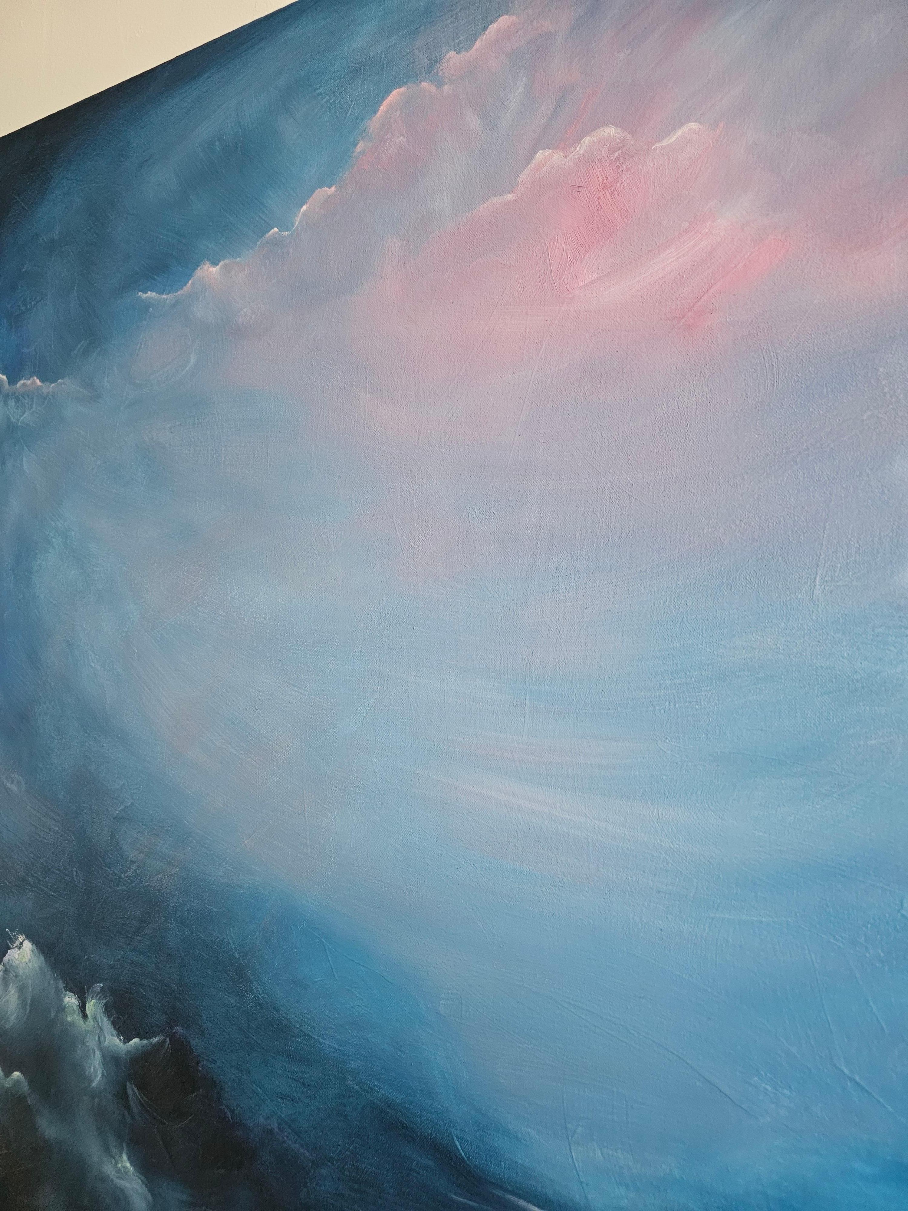 The universe that is me - Dramatic blue abstract seascape painting For Sale 4