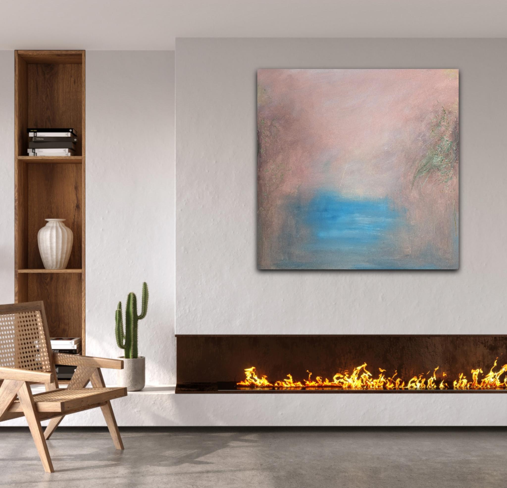 El Valle - Pintura abstracta atmosférica de paisaje en venta 13